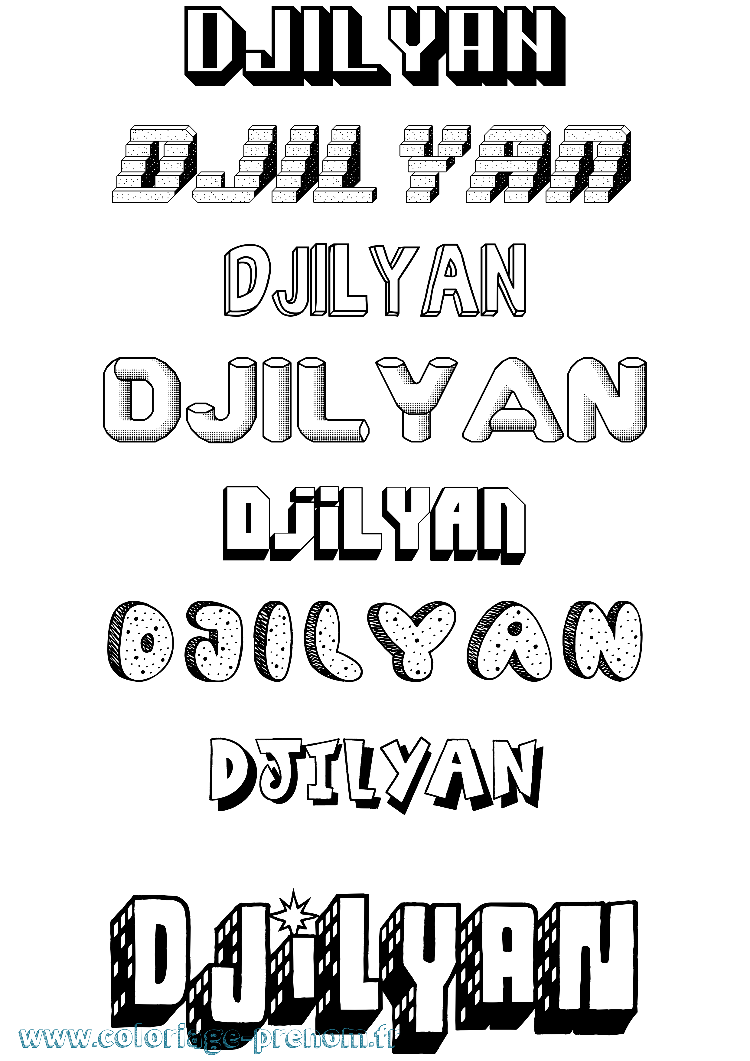 Coloriage Djilyan Effet 3D Coloriage prénom Djilyan Effet 3D