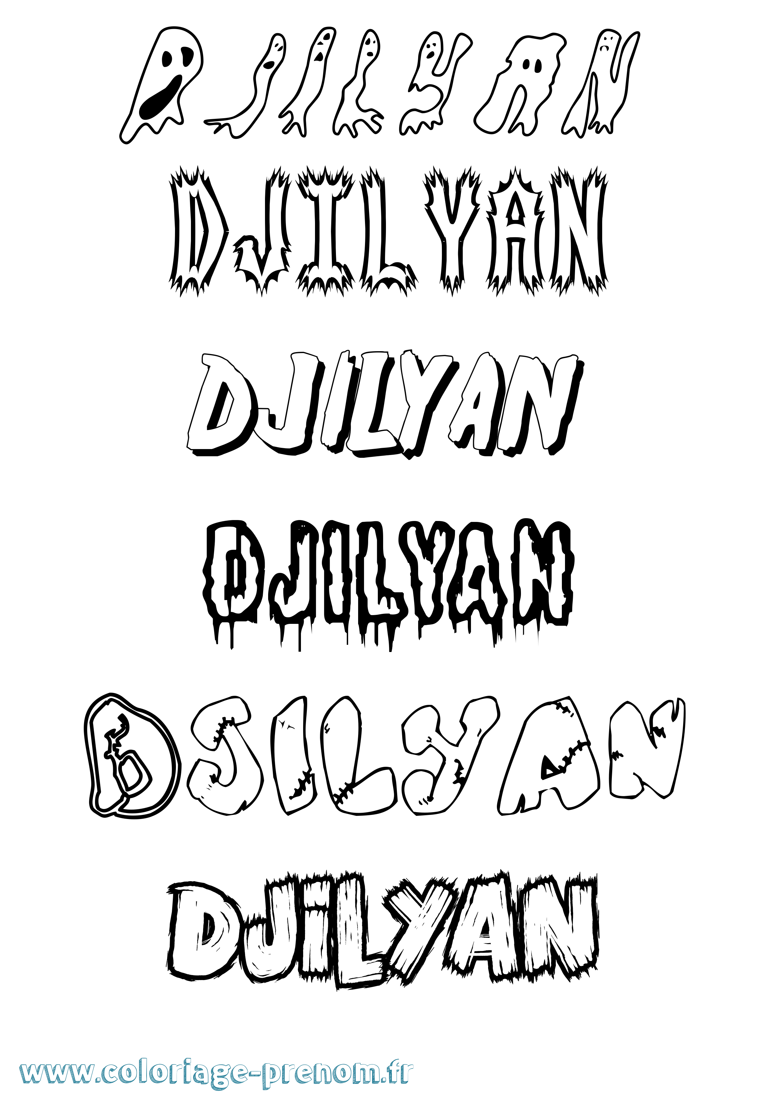 Coloriage Djilyan Frisson Coloriage prénom Djilyan Frisson