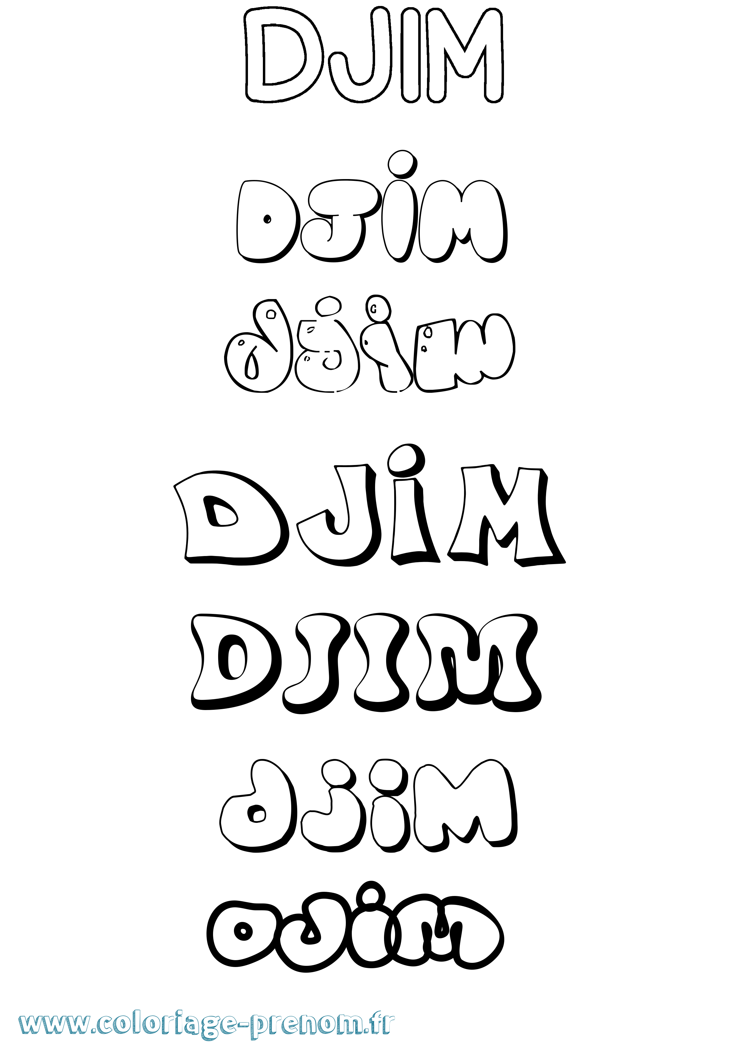 Coloriage Djim Bubble Coloriage prénom Djim Bubble