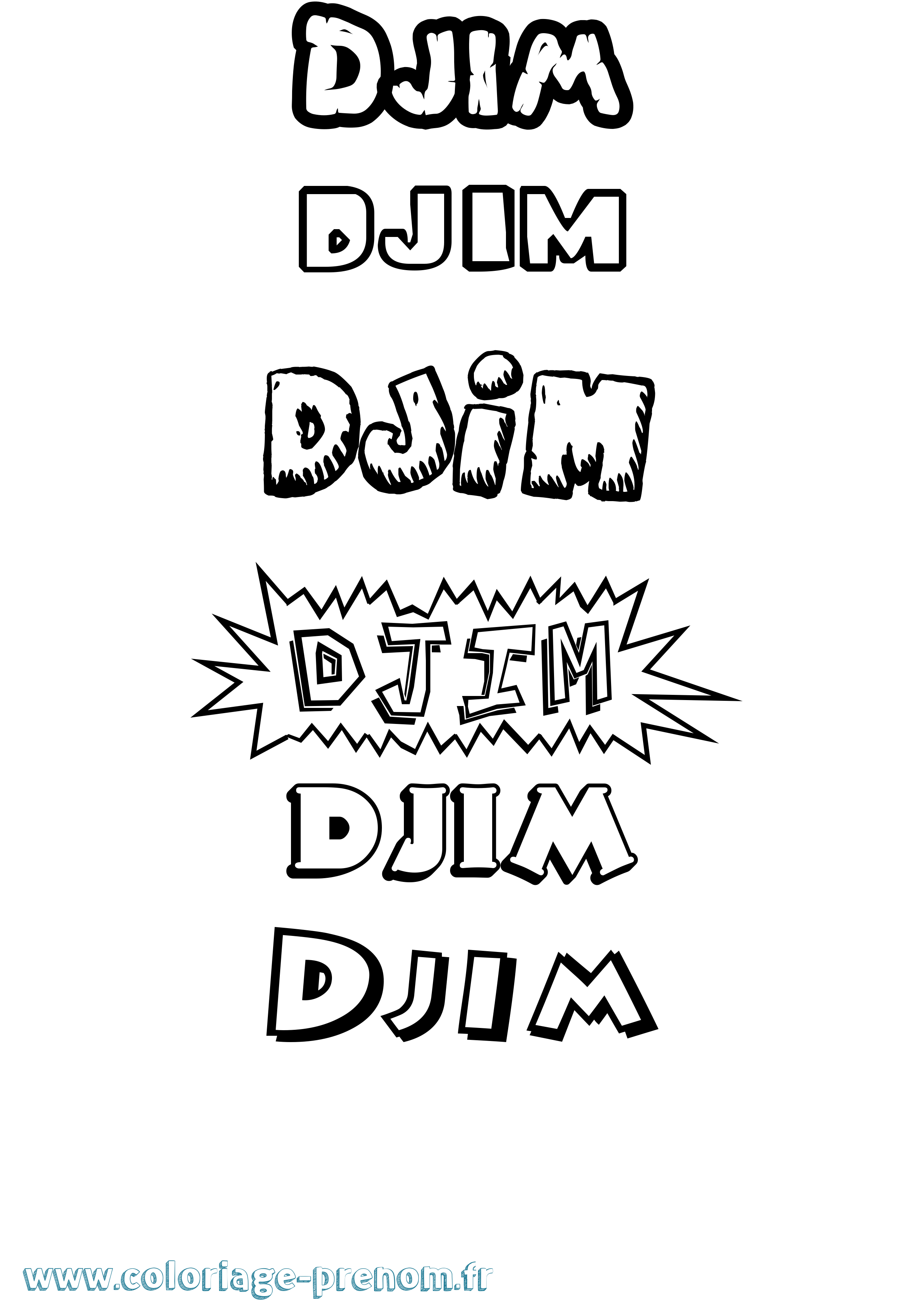 Coloriage Djim Dessin Animé Coloriage prénom Djim Dessin Animé