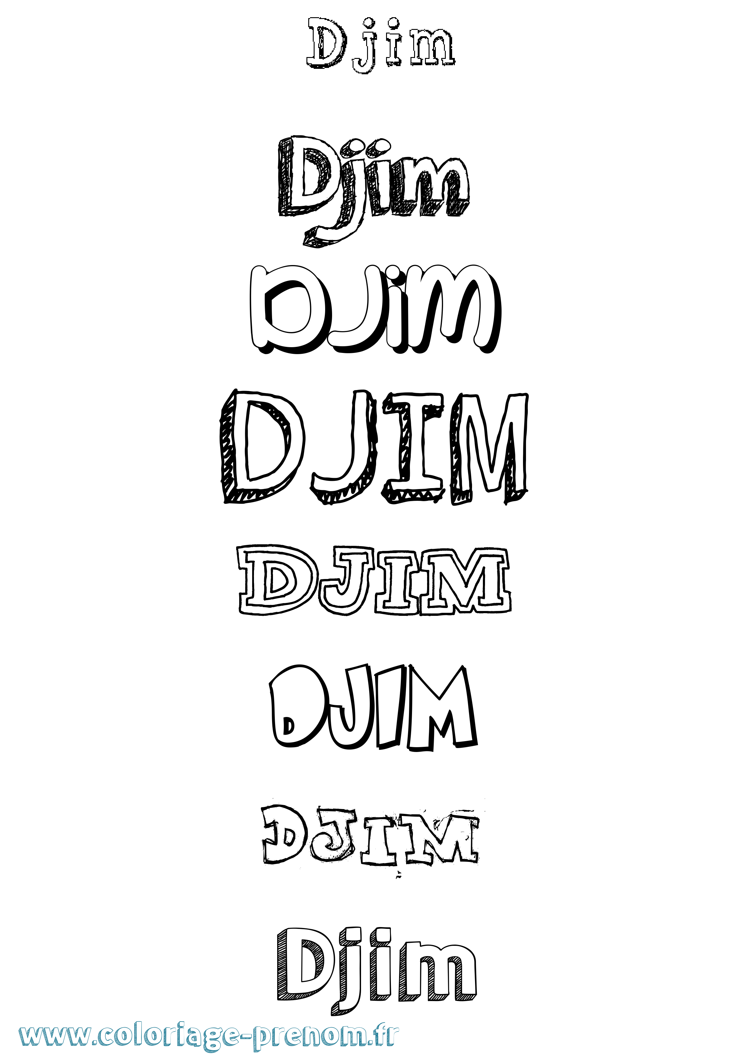 Coloriage Djim Dessiné Coloriage prénom Djim Dessiné