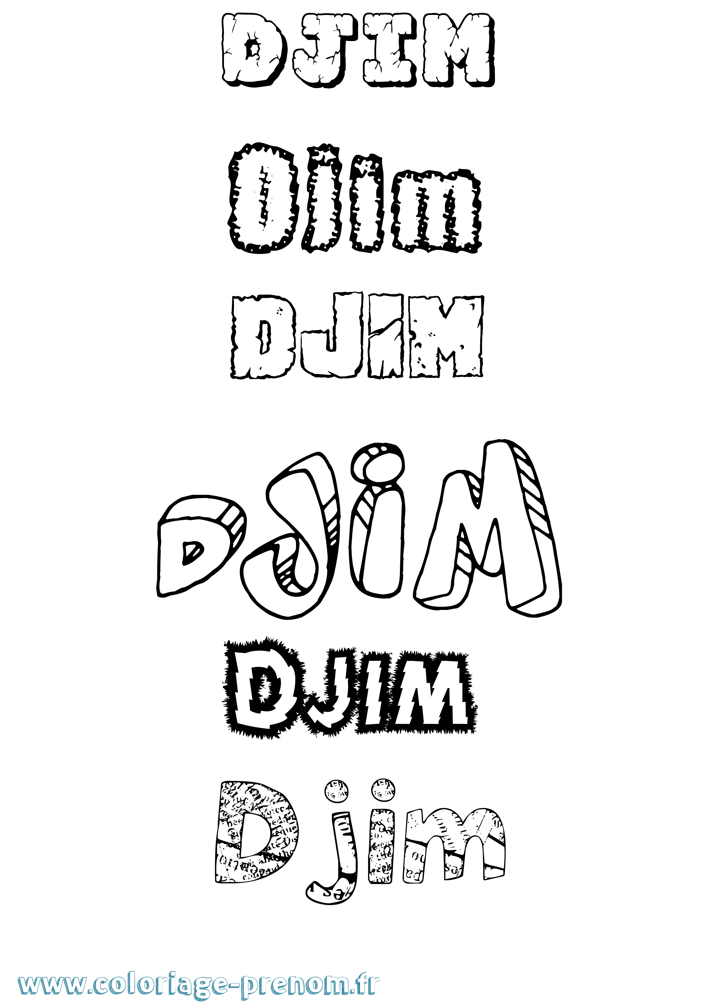 Coloriage Djim Destructuré Coloriage prénom Djim Destructuré