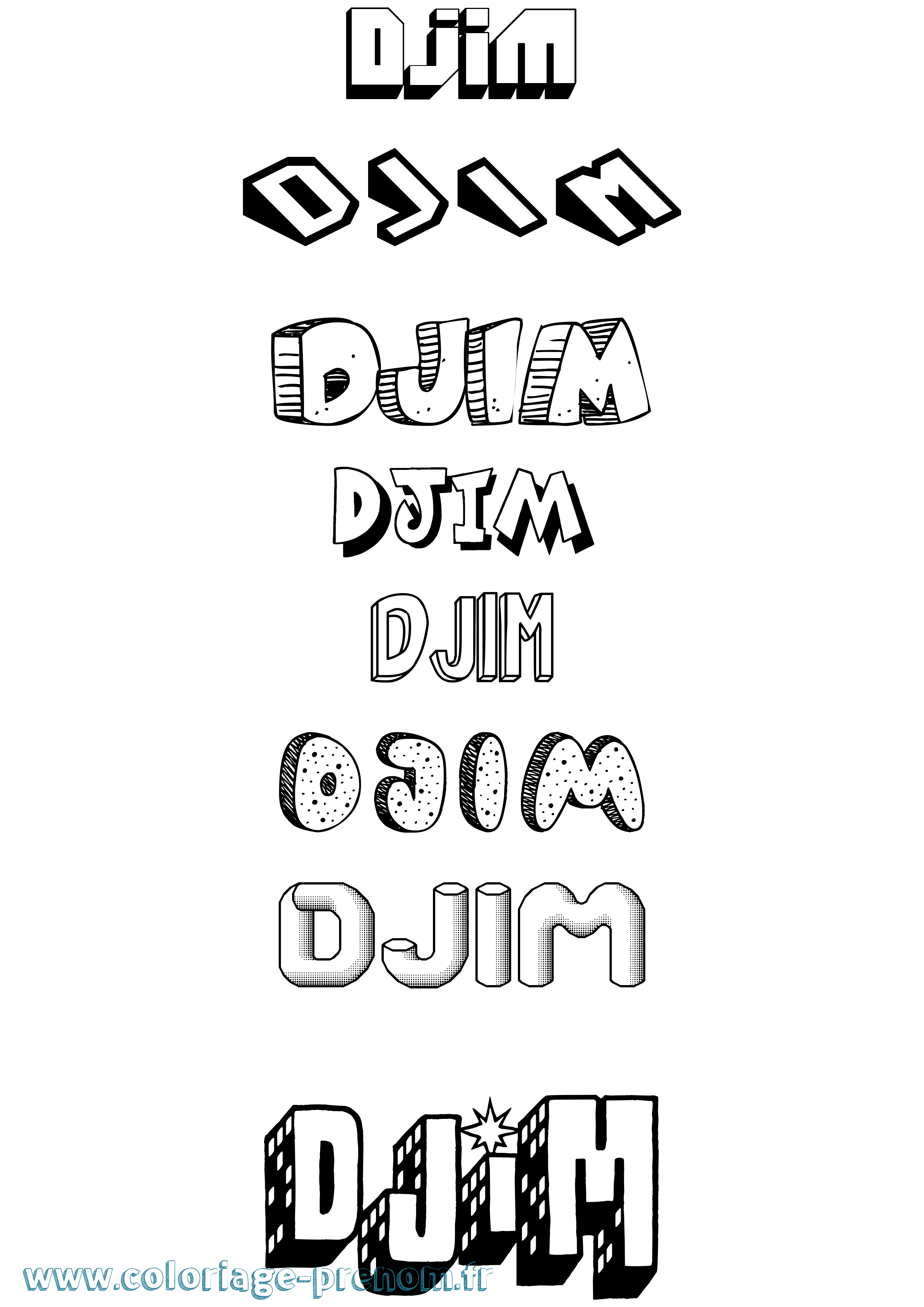 Coloriage Djim Effet 3D Coloriage prénom Djim Effet 3D