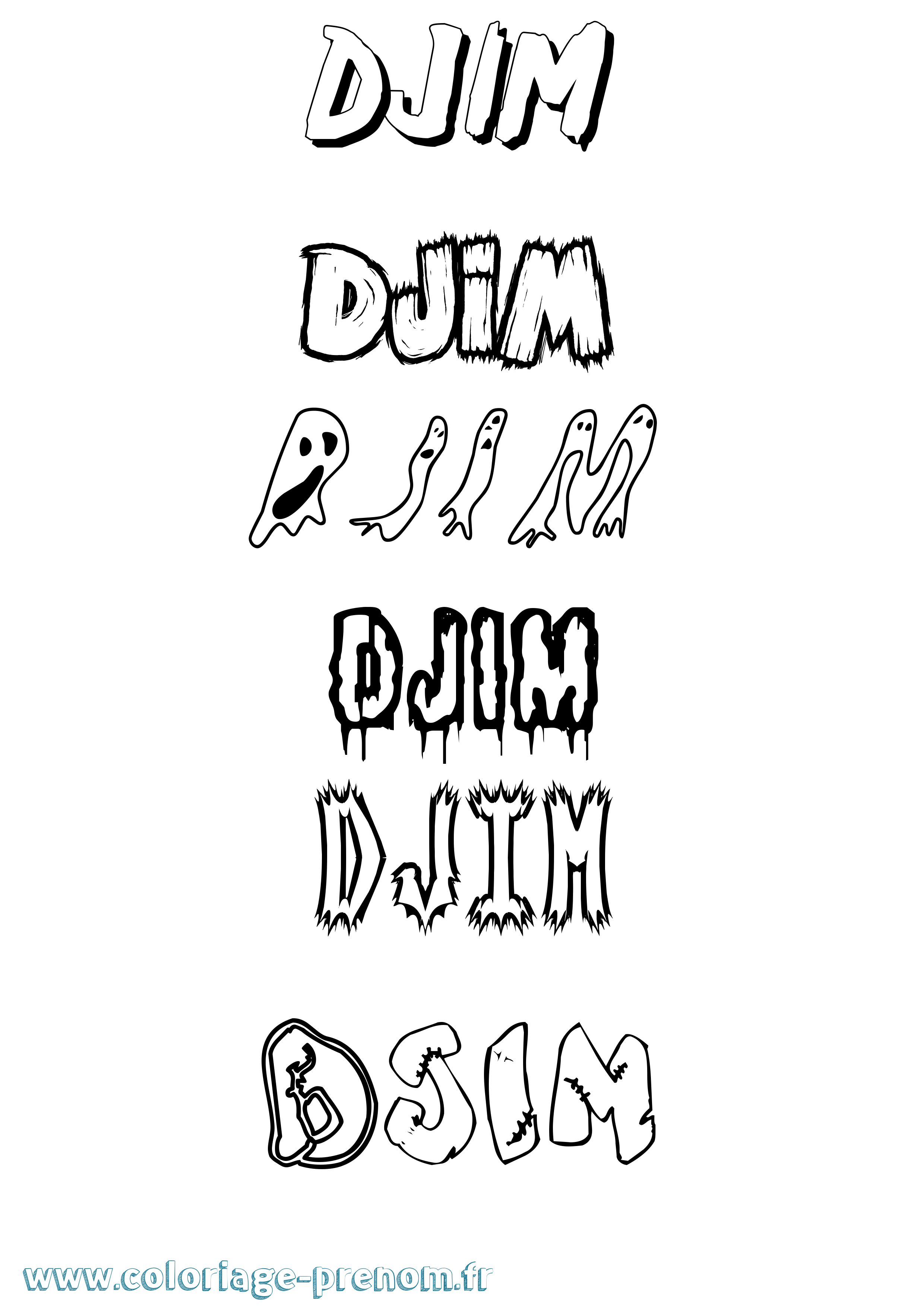 Coloriage Djim Frisson Coloriage prénom Djim Frisson