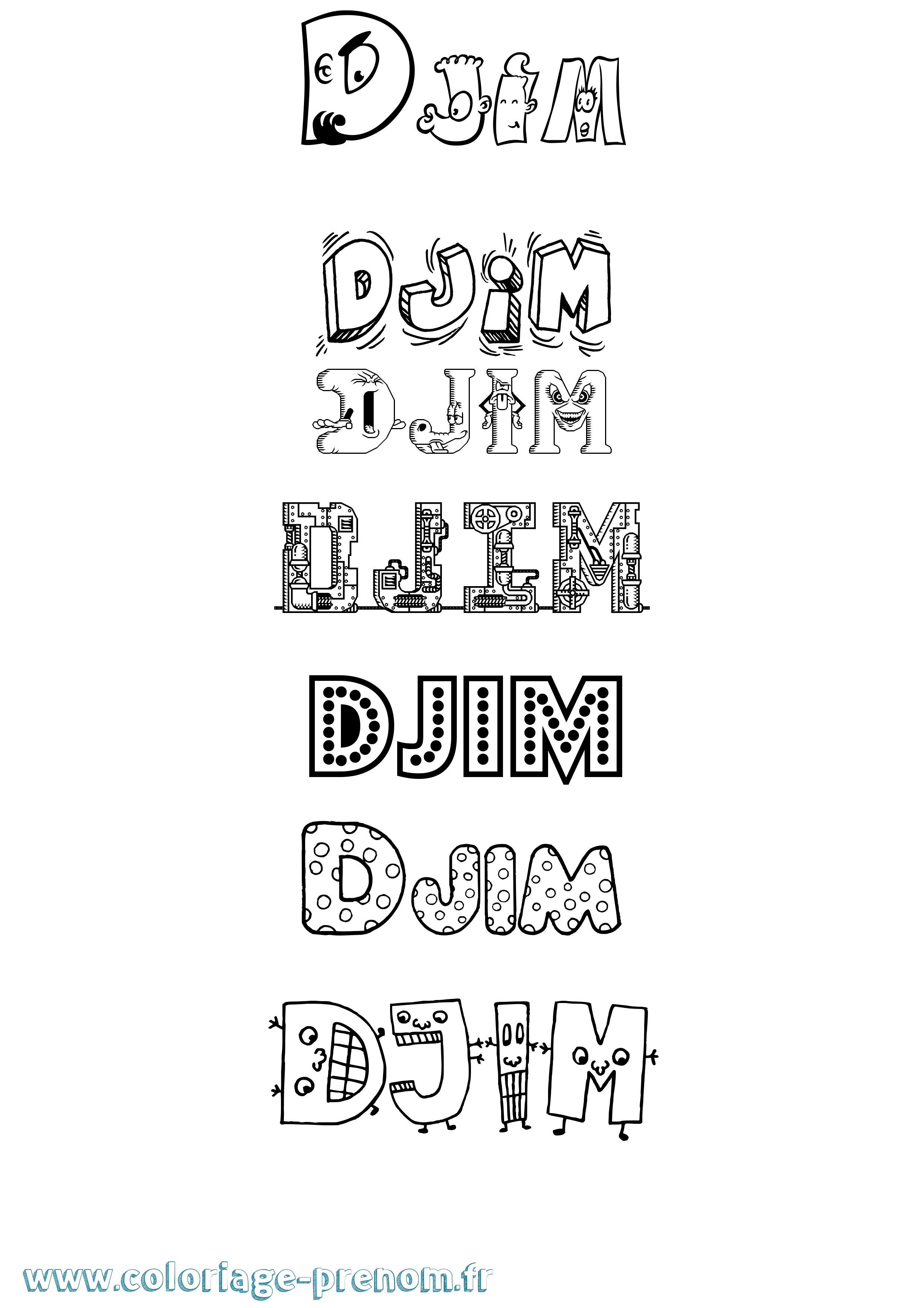Coloriage Djim Fun Coloriage prénom Djim Fun