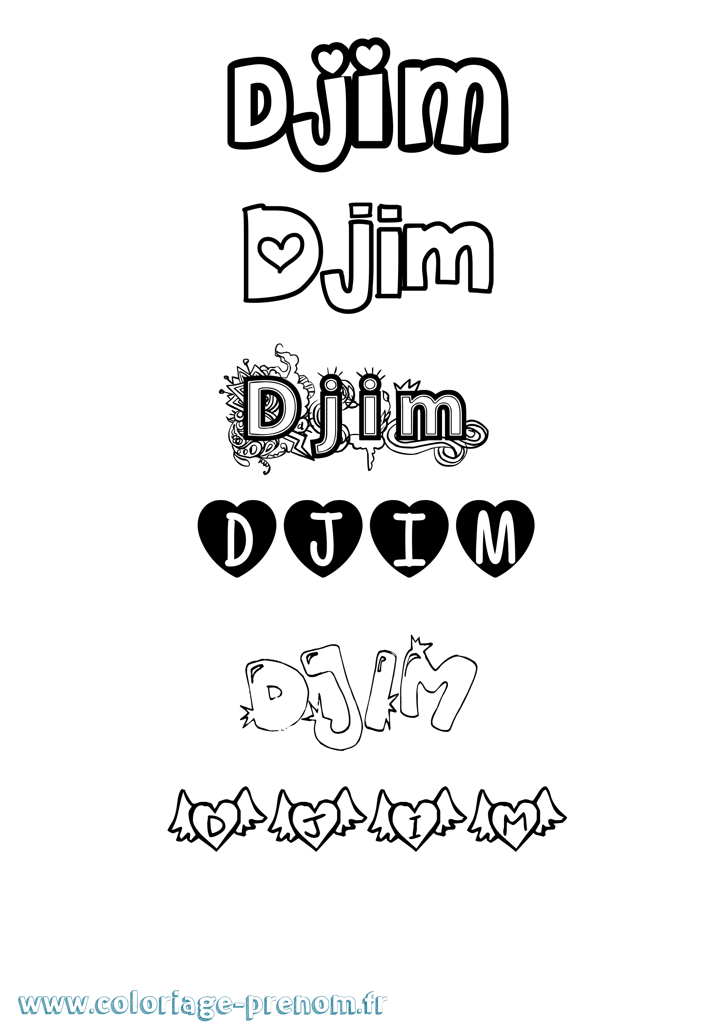 Coloriage Djim Girly Coloriage prénom Djim Girly