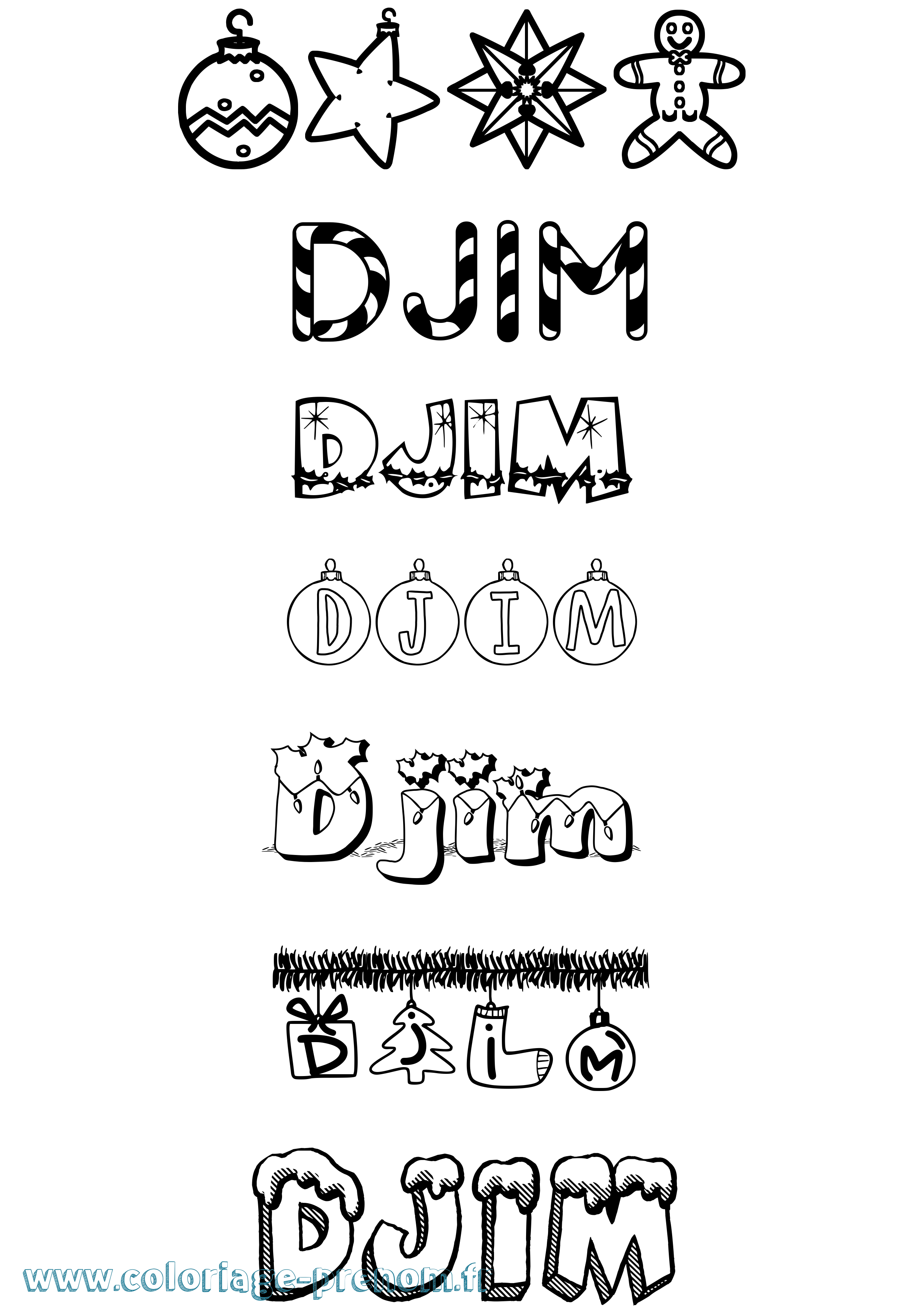 Coloriage Djim Noël Coloriage prénom Djim Noël