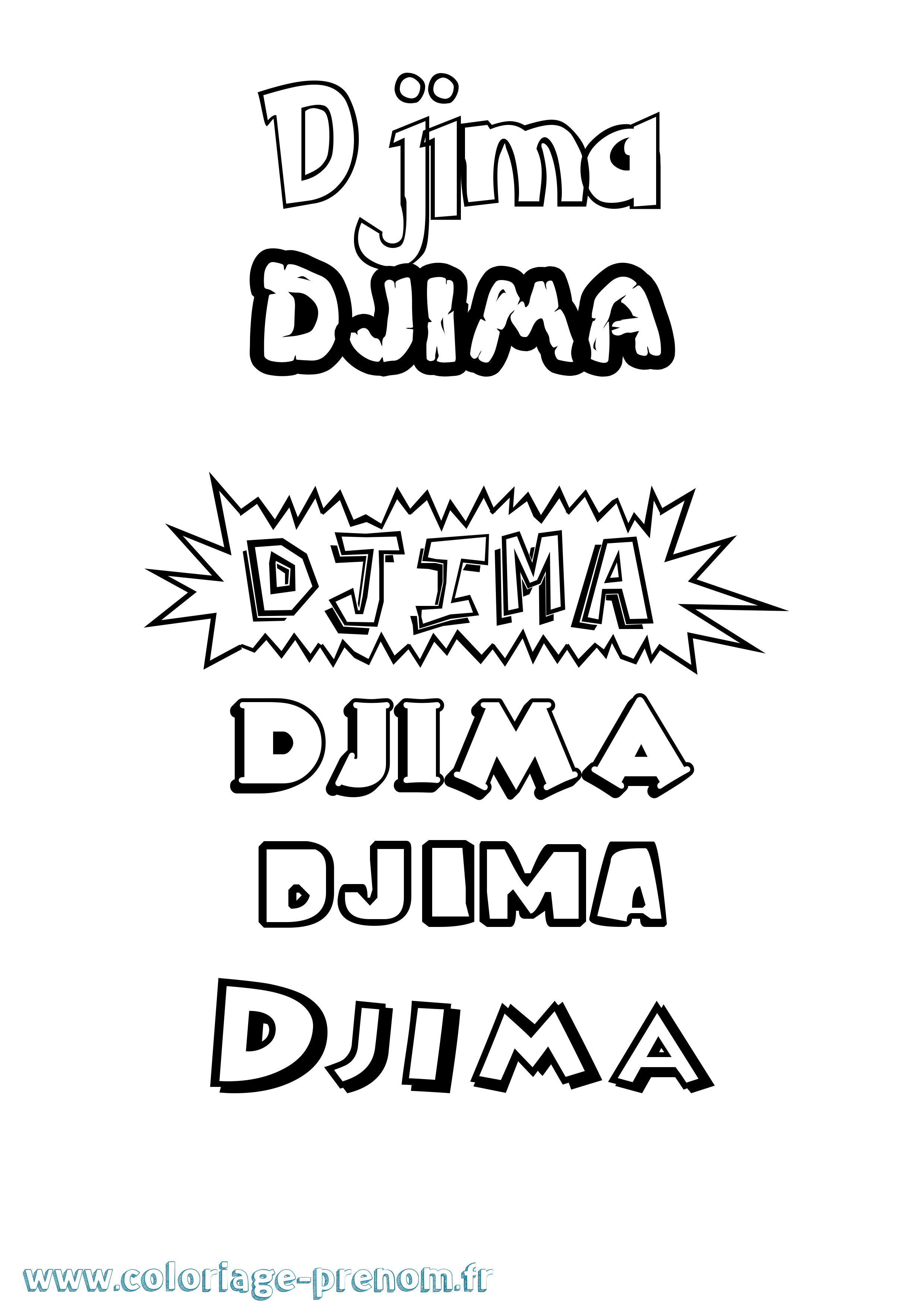 Coloriage Djima Dessin Animé Coloriage prénom Djima Dessin Animé