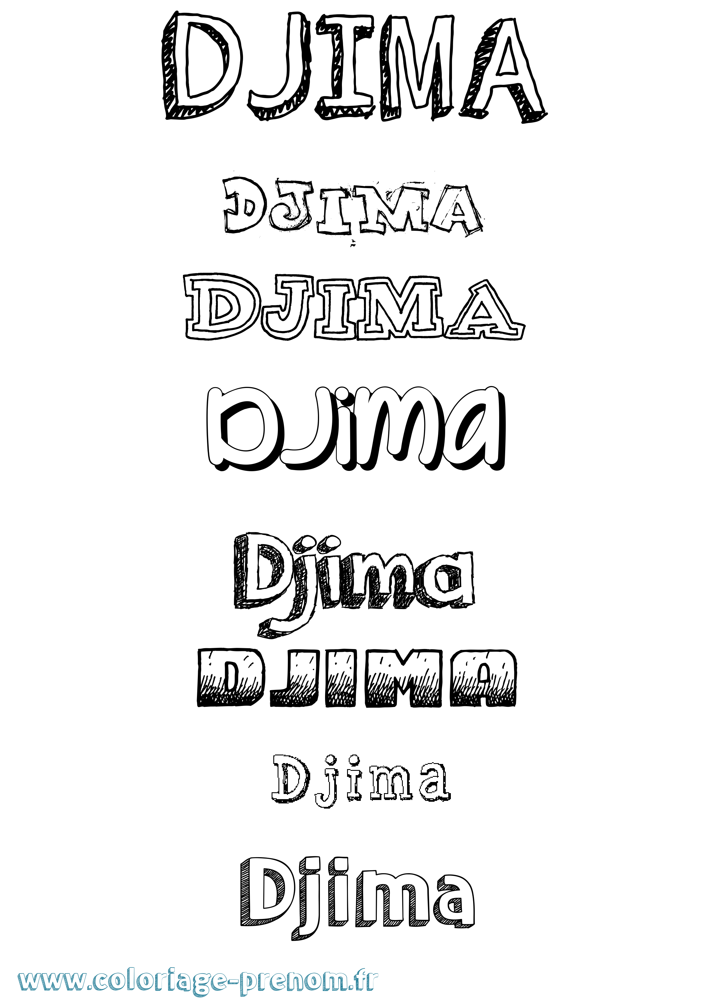 Coloriage Djima Dessiné Coloriage prénom Djima Dessiné
