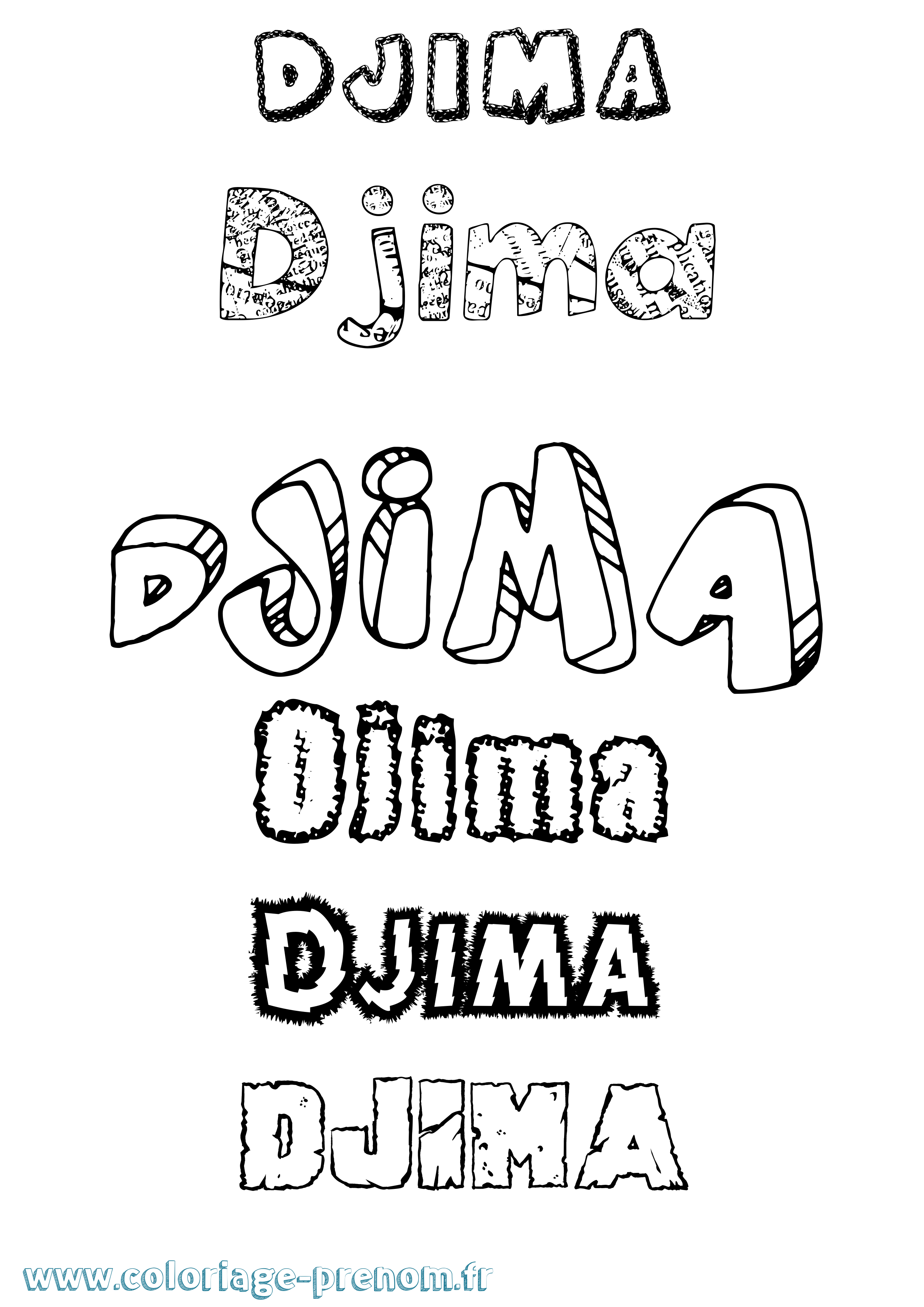 Coloriage Djima Destructuré Coloriage prénom Djima Destructuré