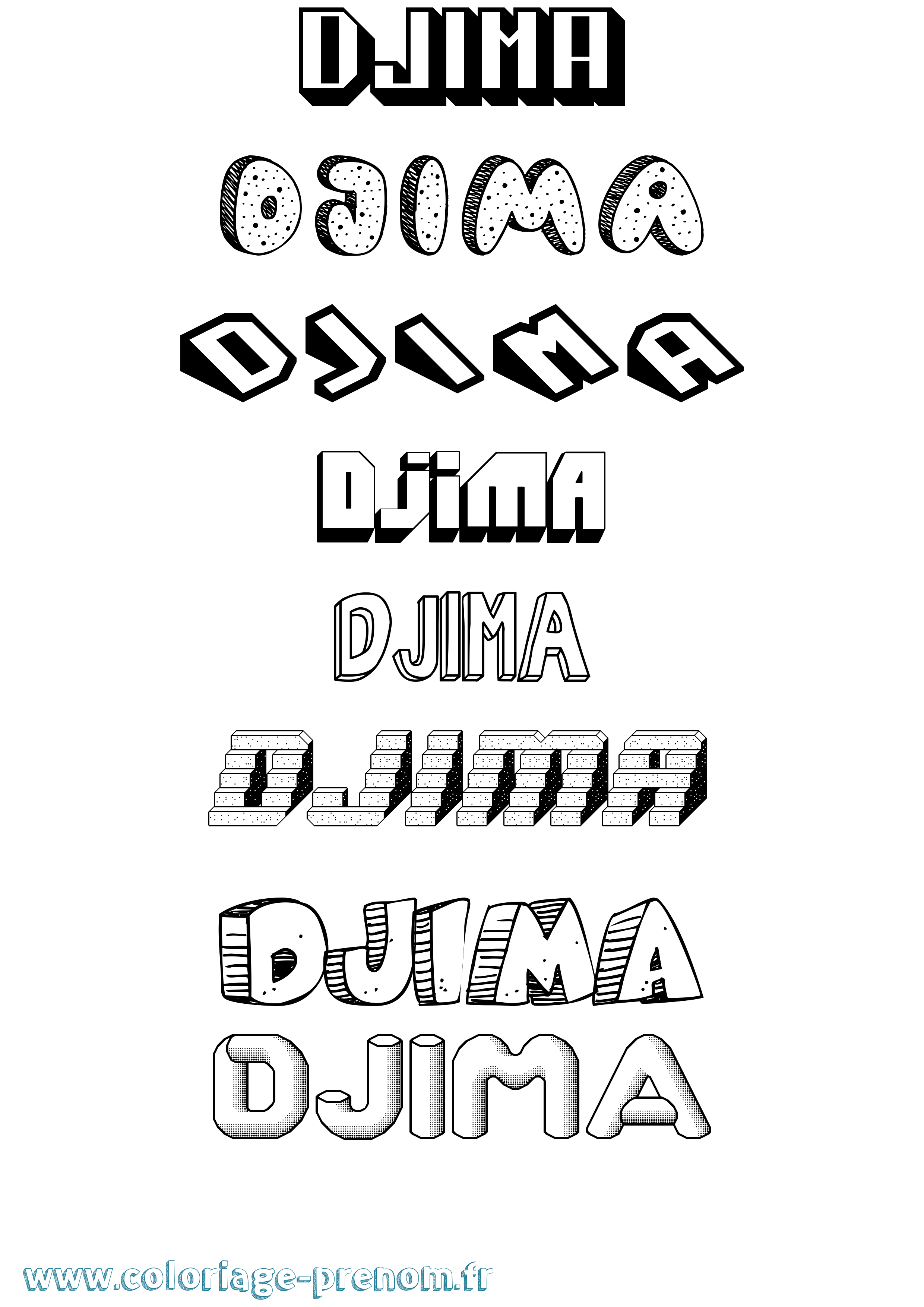 Coloriage Djima Effet 3D Coloriage prénom Djima Effet 3D