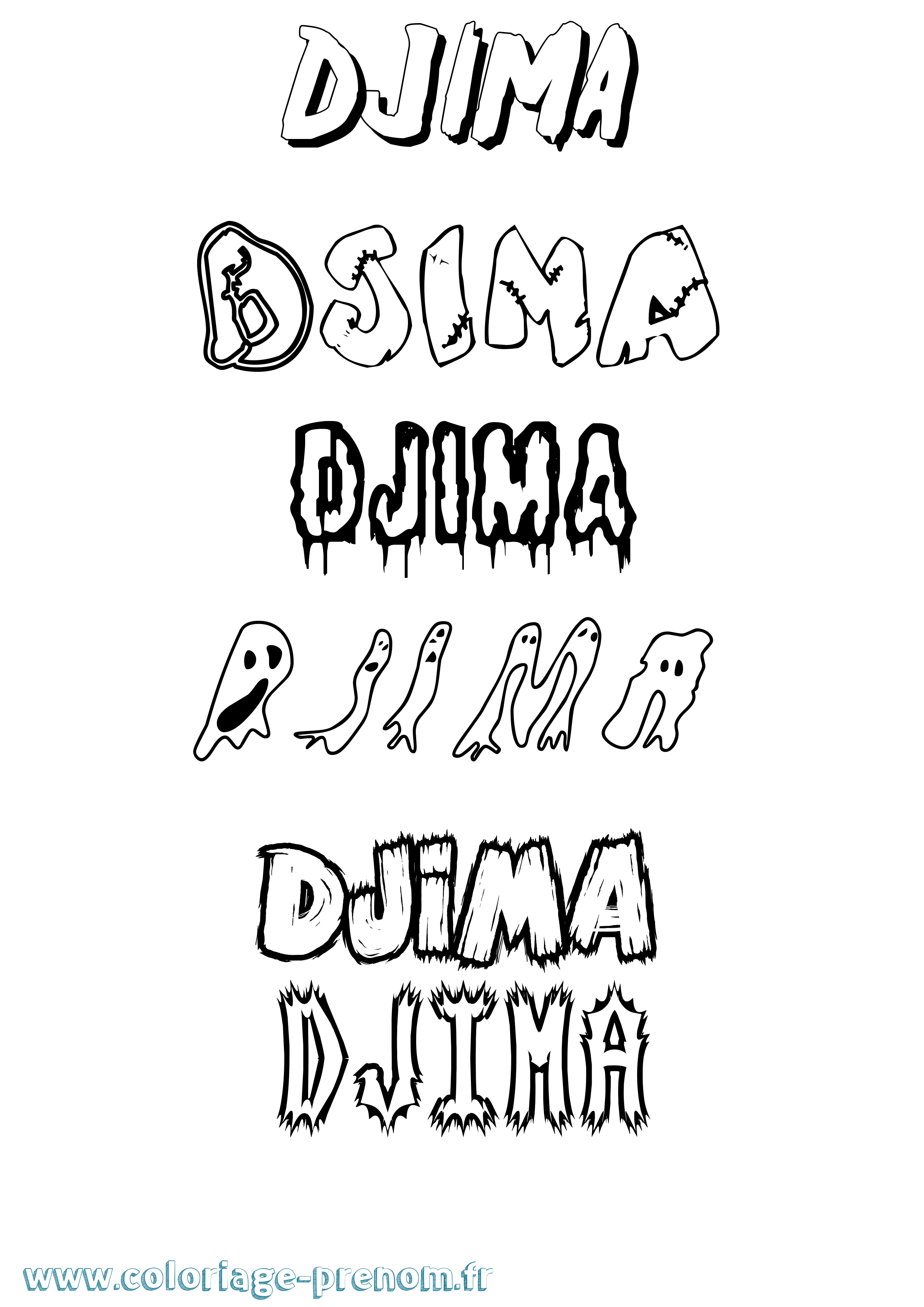 Coloriage Djima Frisson Coloriage prénom Djima Frisson