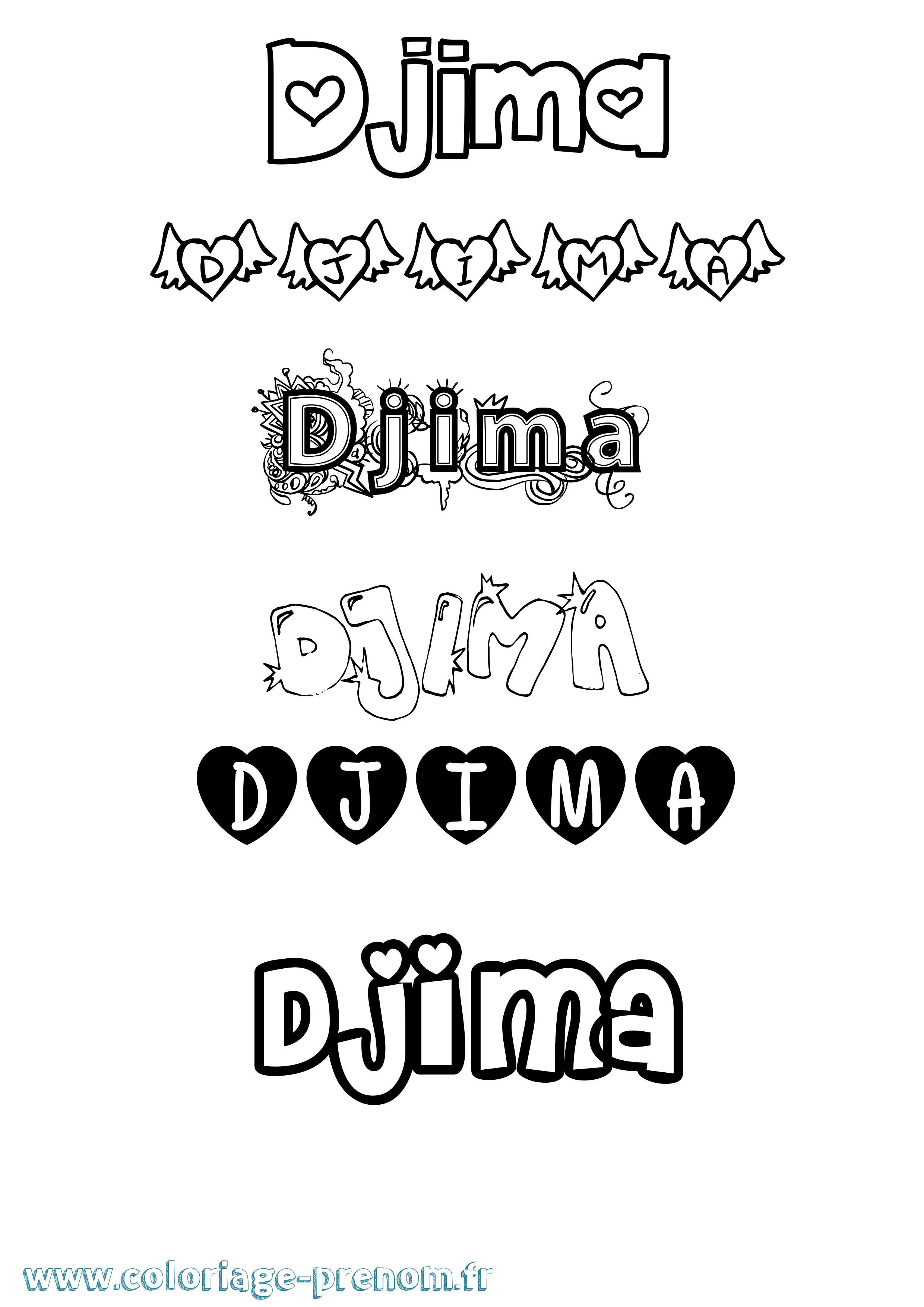 Coloriage Djima Girly Coloriage prénom Djima Girly