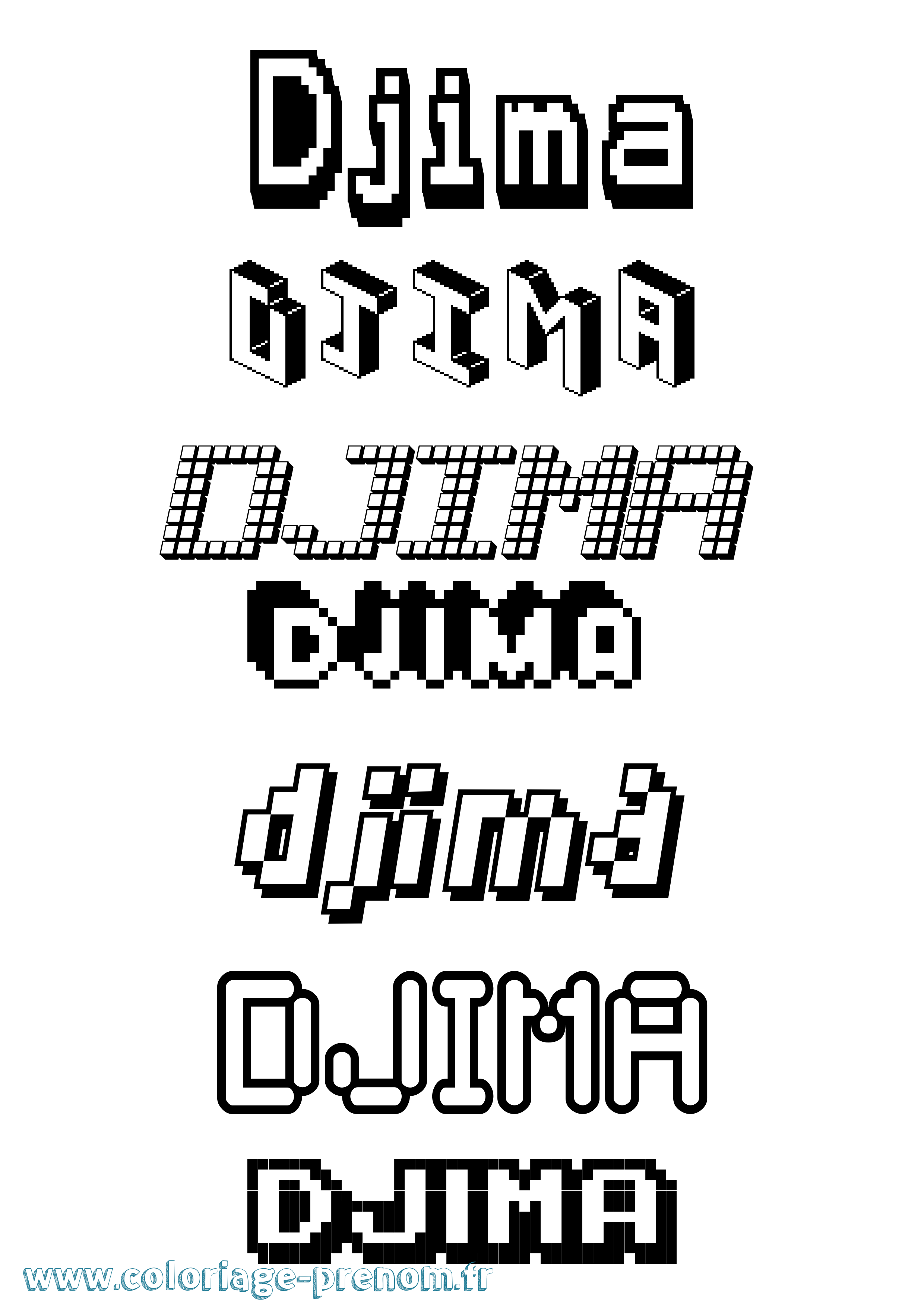Coloriage Djima Pixel Coloriage prénom Djima Pixel
