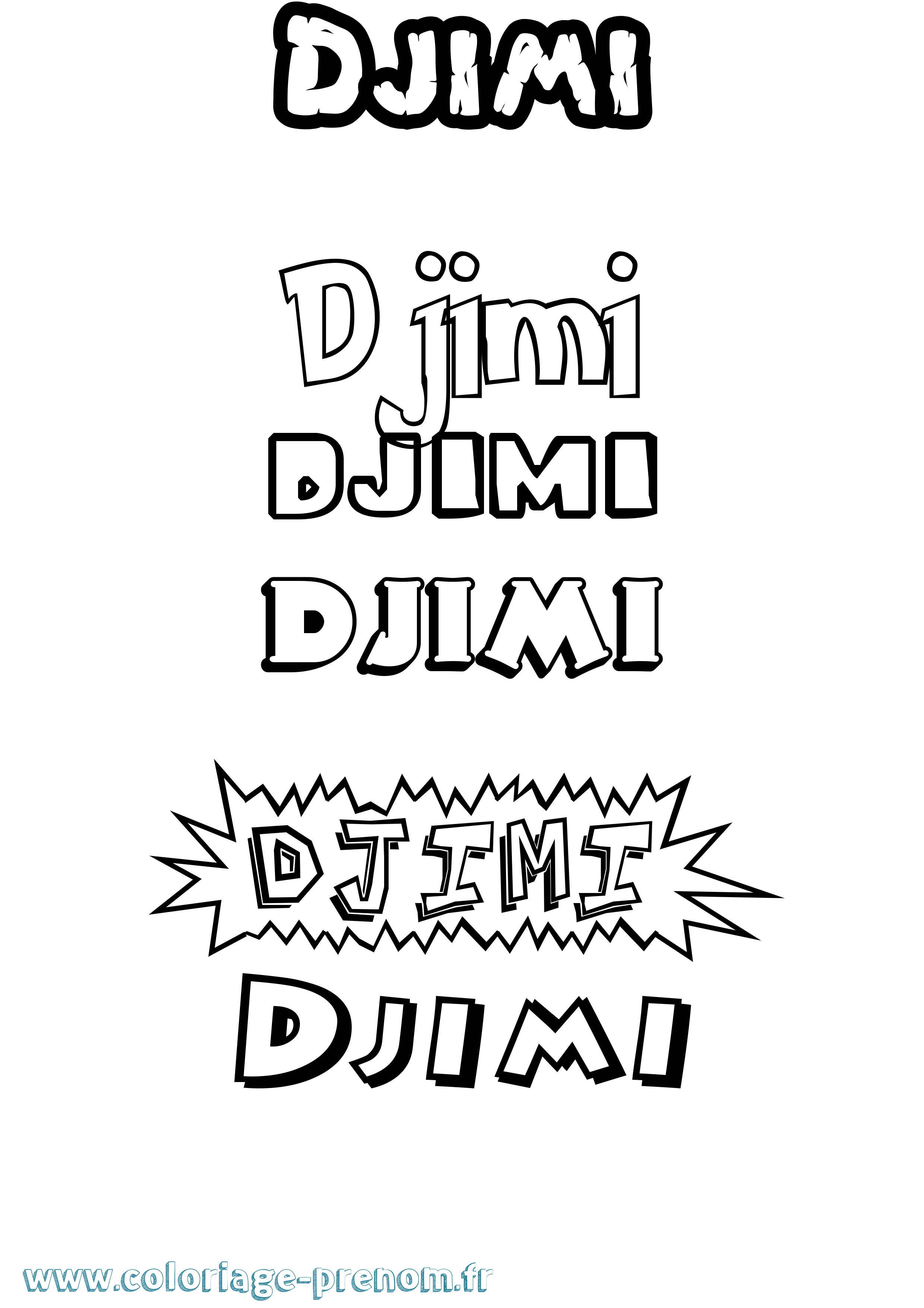 Coloriage Djimi Dessin Animé Coloriage prénom Djimi Dessin Animé