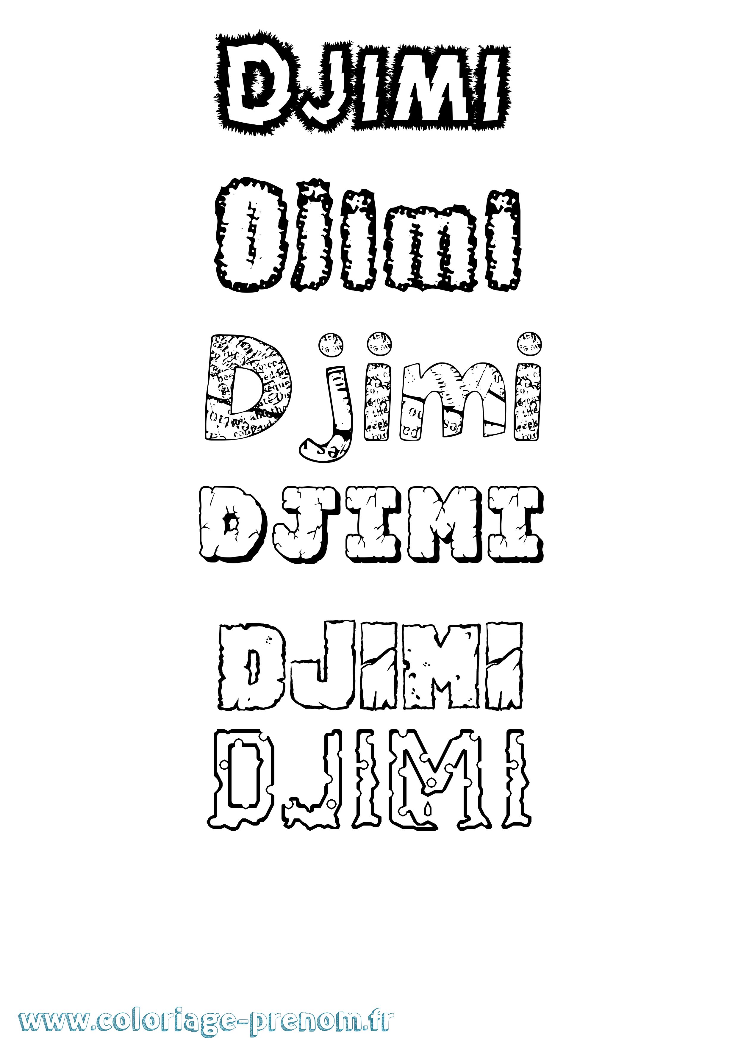 Coloriage Djimi Destructuré Coloriage prénom Djimi Destructuré