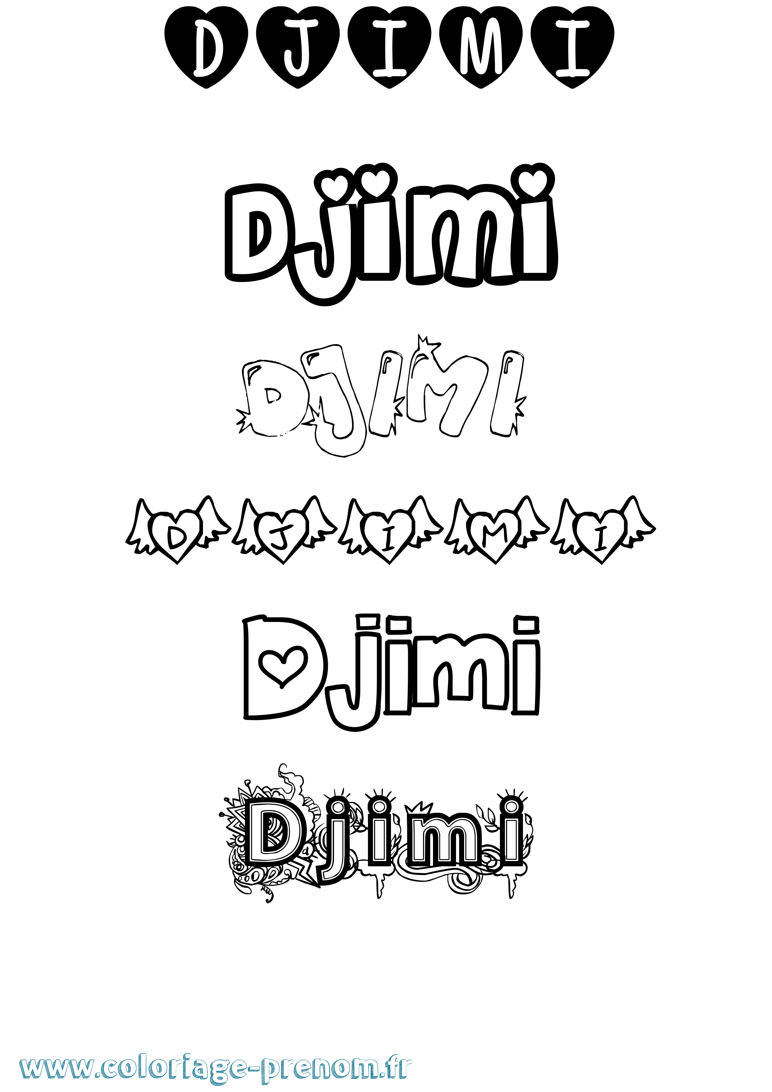 Coloriage Djimi Girly Coloriage prénom Djimi Girly
