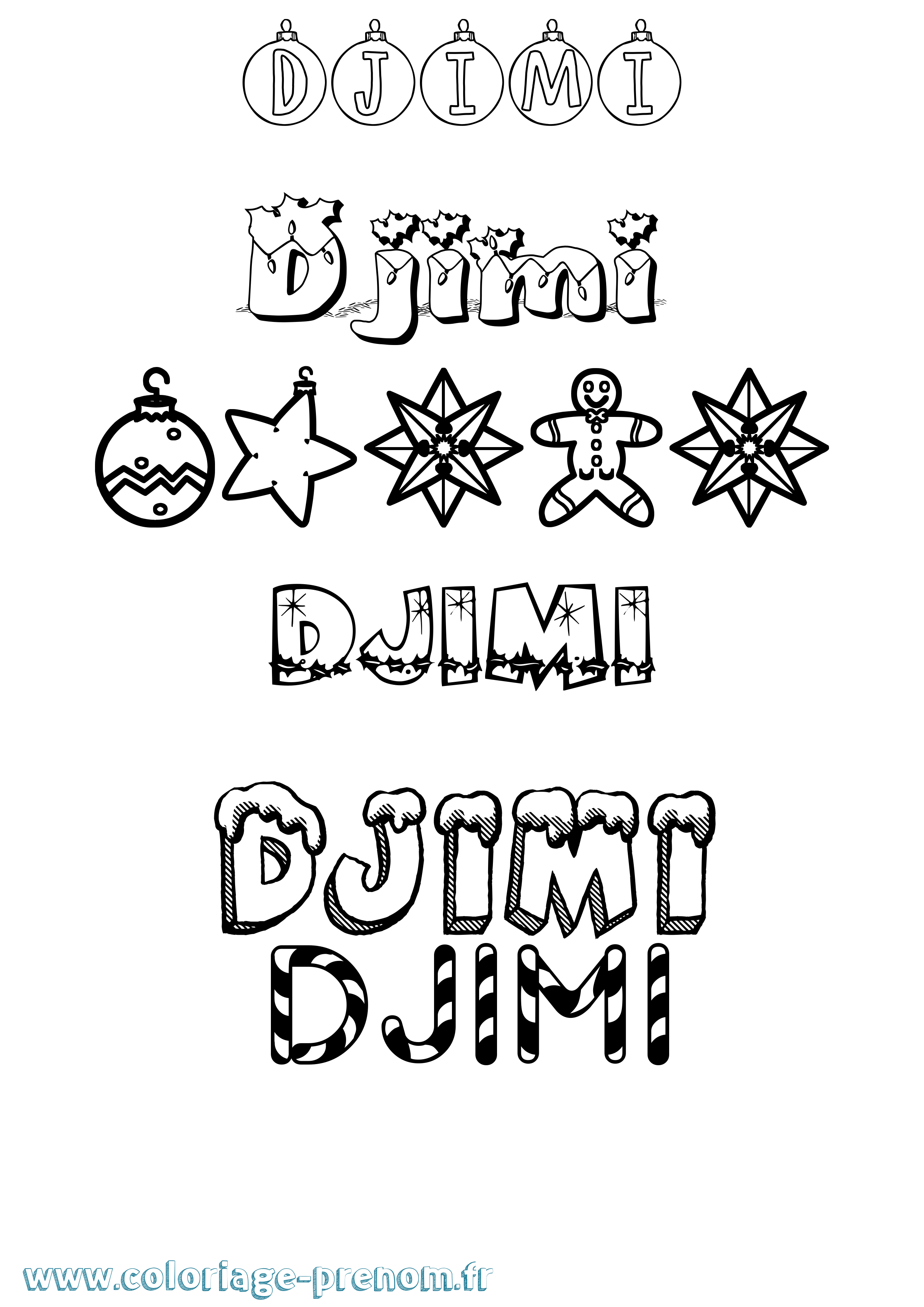 Coloriage Djimi Noël Coloriage prénom Djimi Noël
