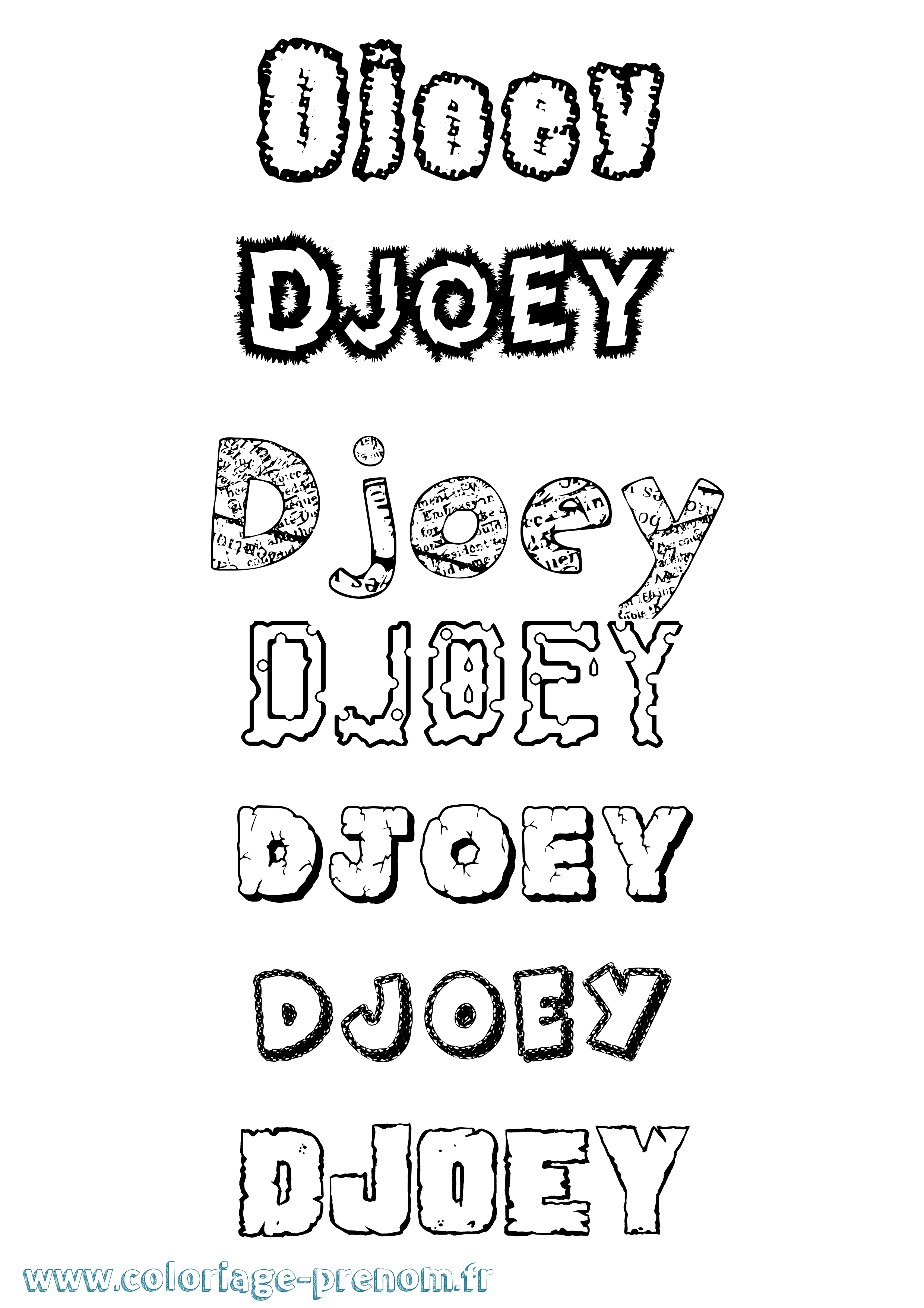 Coloriage Djoey Destructuré Coloriage prénom Djoey Destructuré