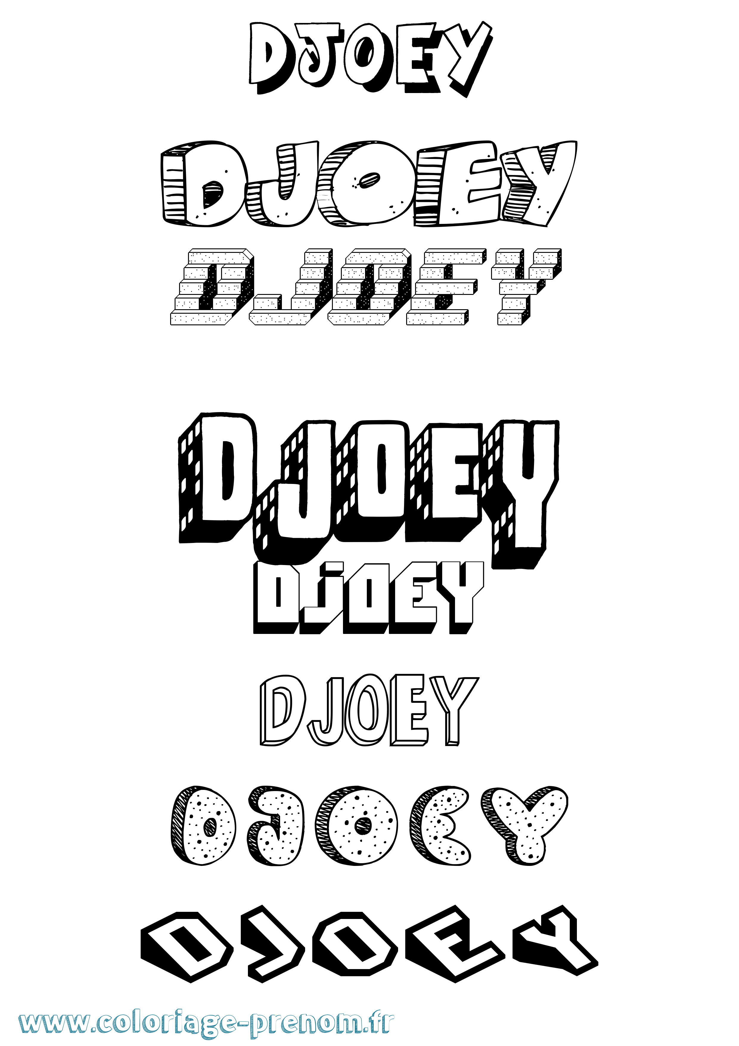 Coloriage Djoey Effet 3D Coloriage prénom Djoey Effet 3D