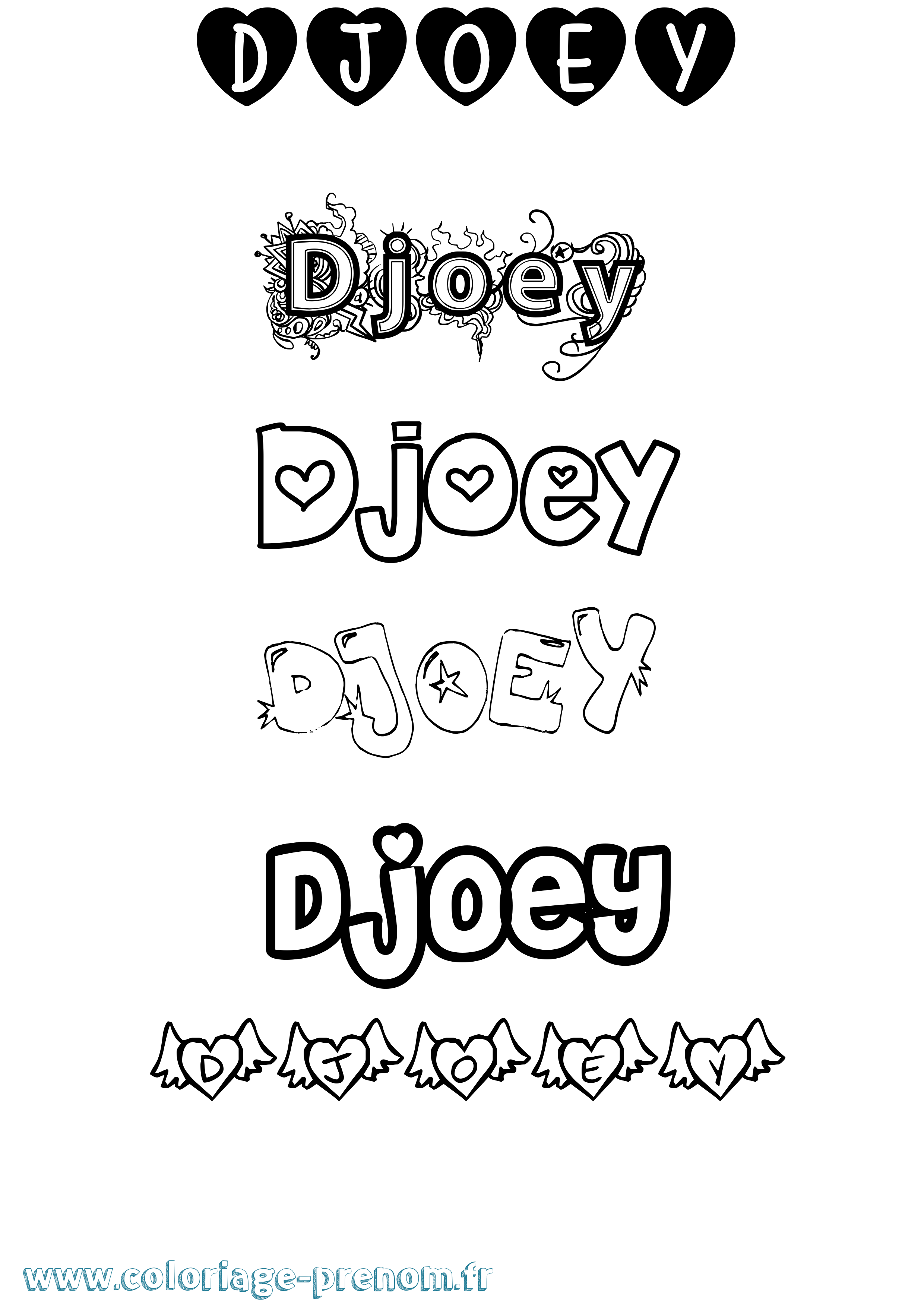 Coloriage Djoey Girly Coloriage prénom Djoey Girly