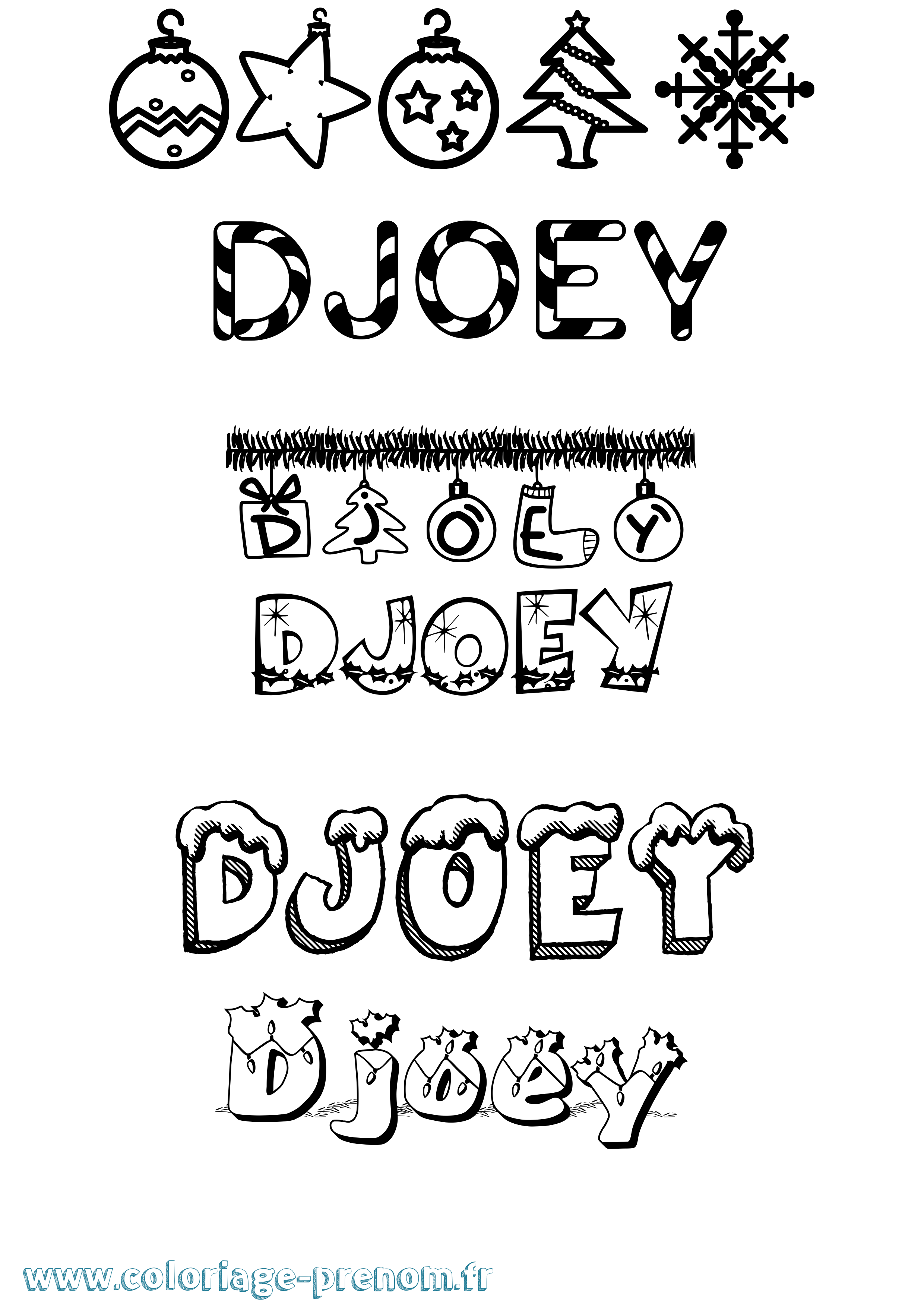 Coloriage Djoey Noël Coloriage prénom Djoey Noël