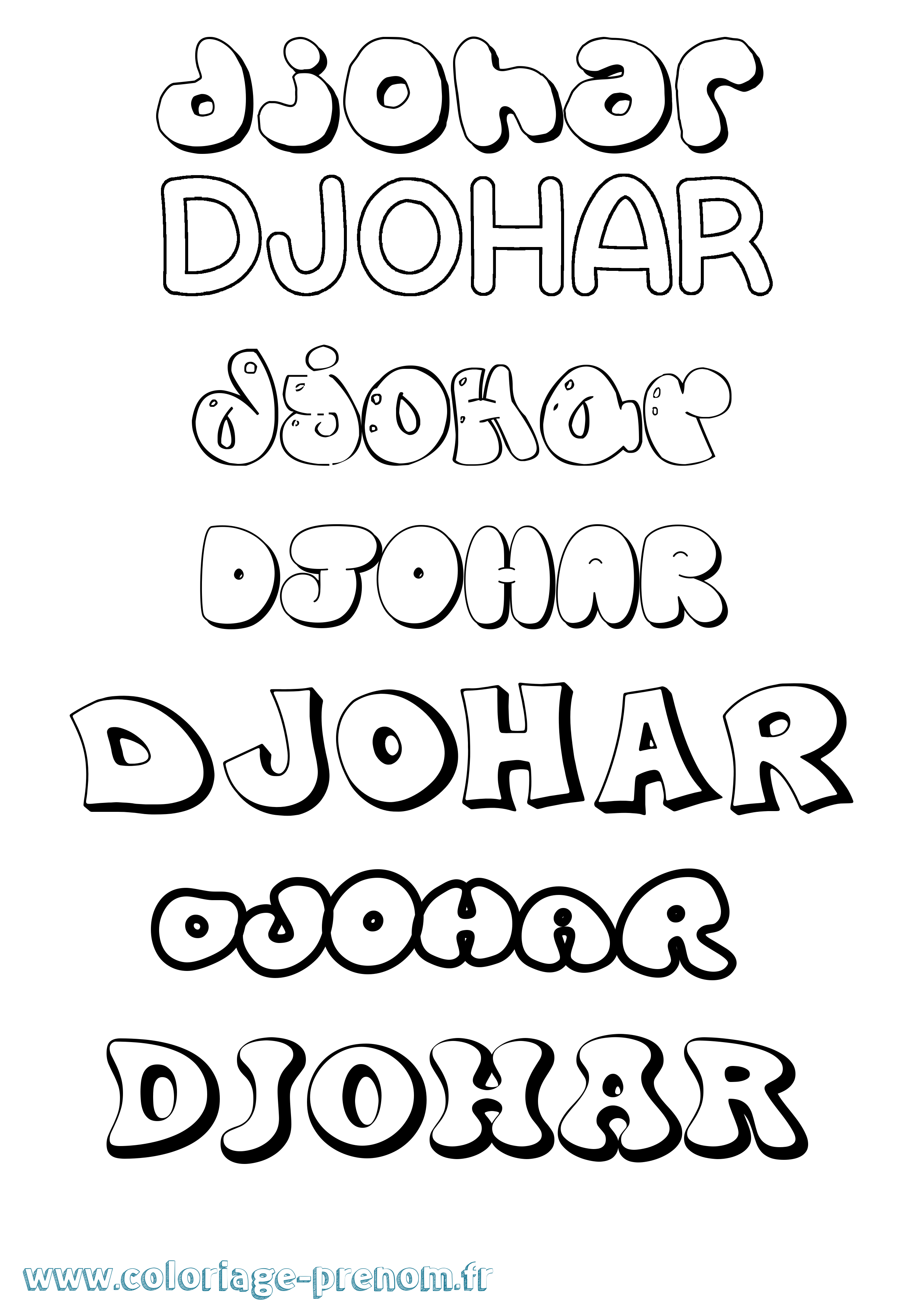Coloriage Djohar Bubble Coloriage prénom Djohar Bubble