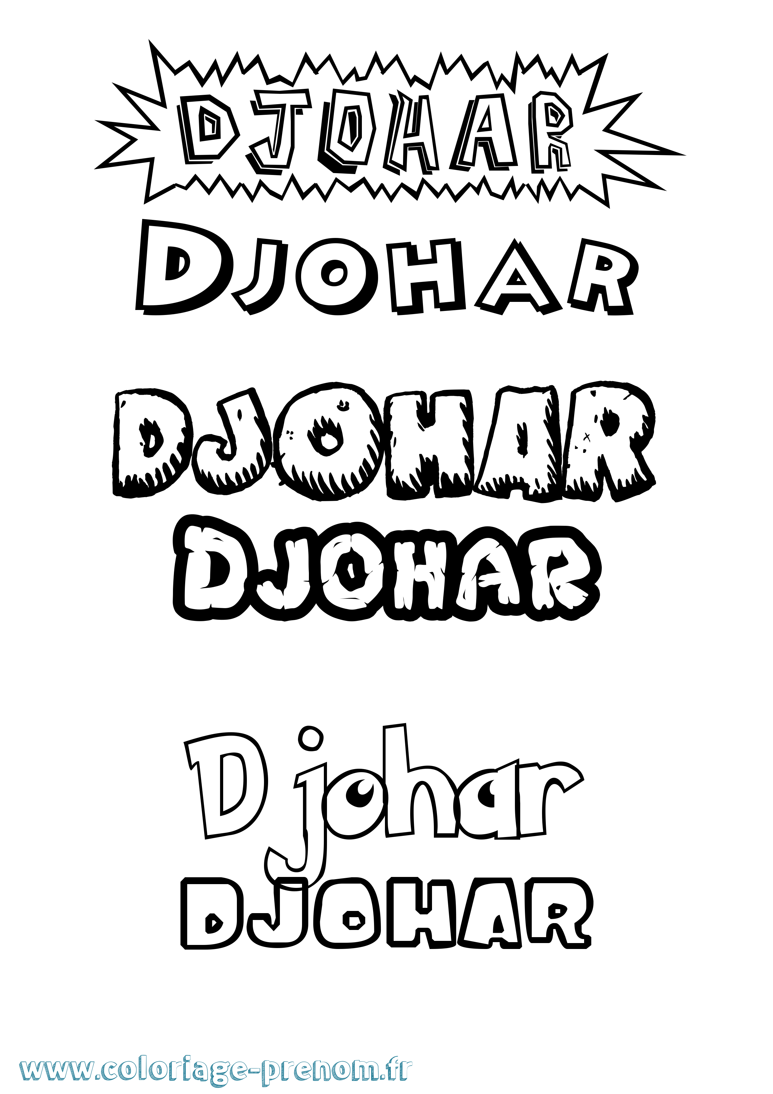 Coloriage Djohar Dessin Animé Coloriage prénom Djohar Dessin Animé