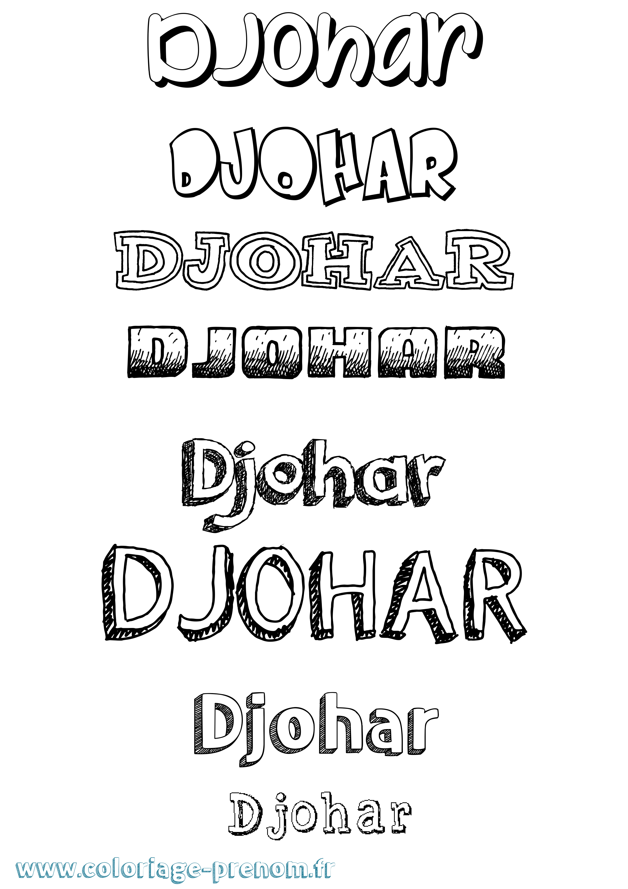 Coloriage Djohar Dessiné Coloriage prénom Djohar Dessiné