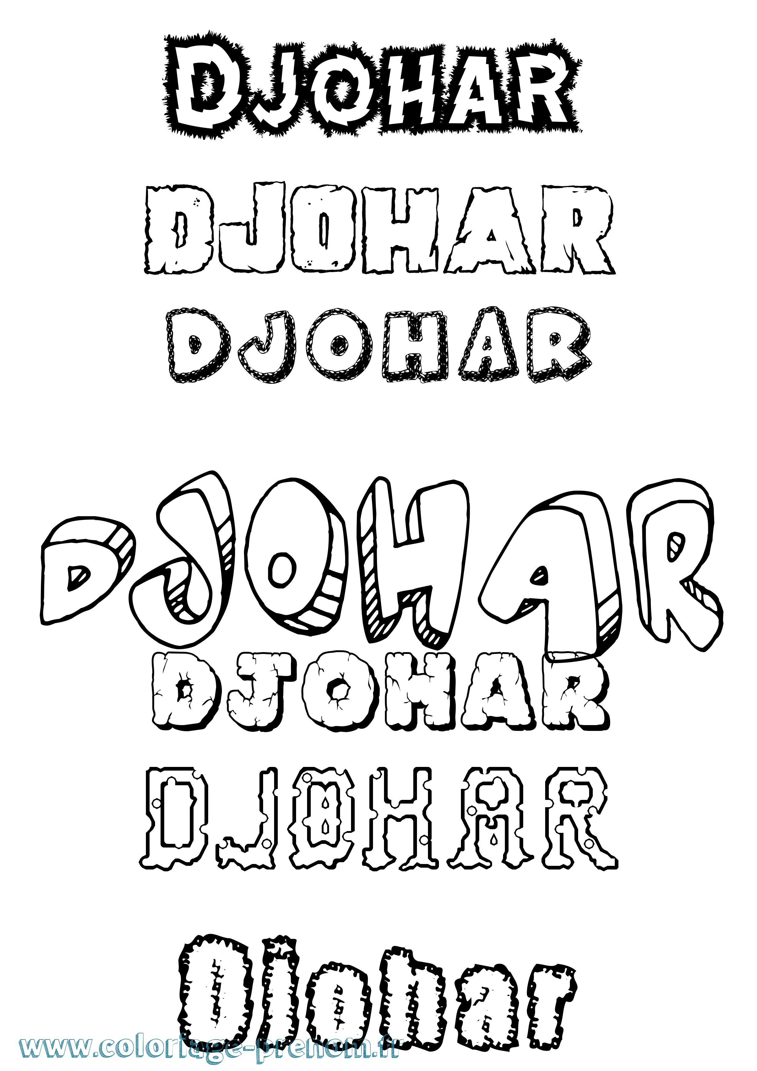Coloriage Djohar Destructuré Coloriage prénom Djohar Destructuré