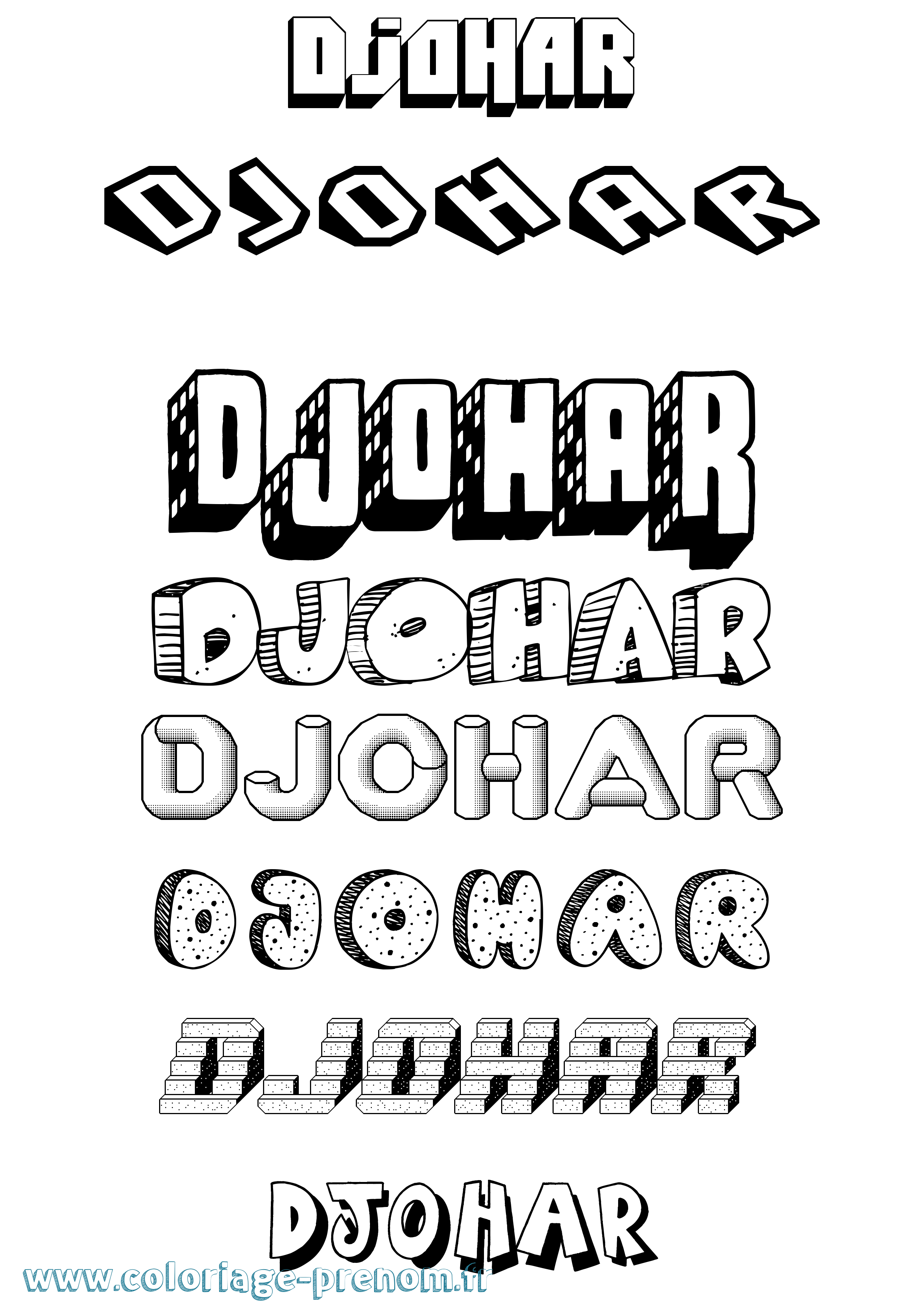 Coloriage Djohar Effet 3D Coloriage prénom Djohar Effet 3D