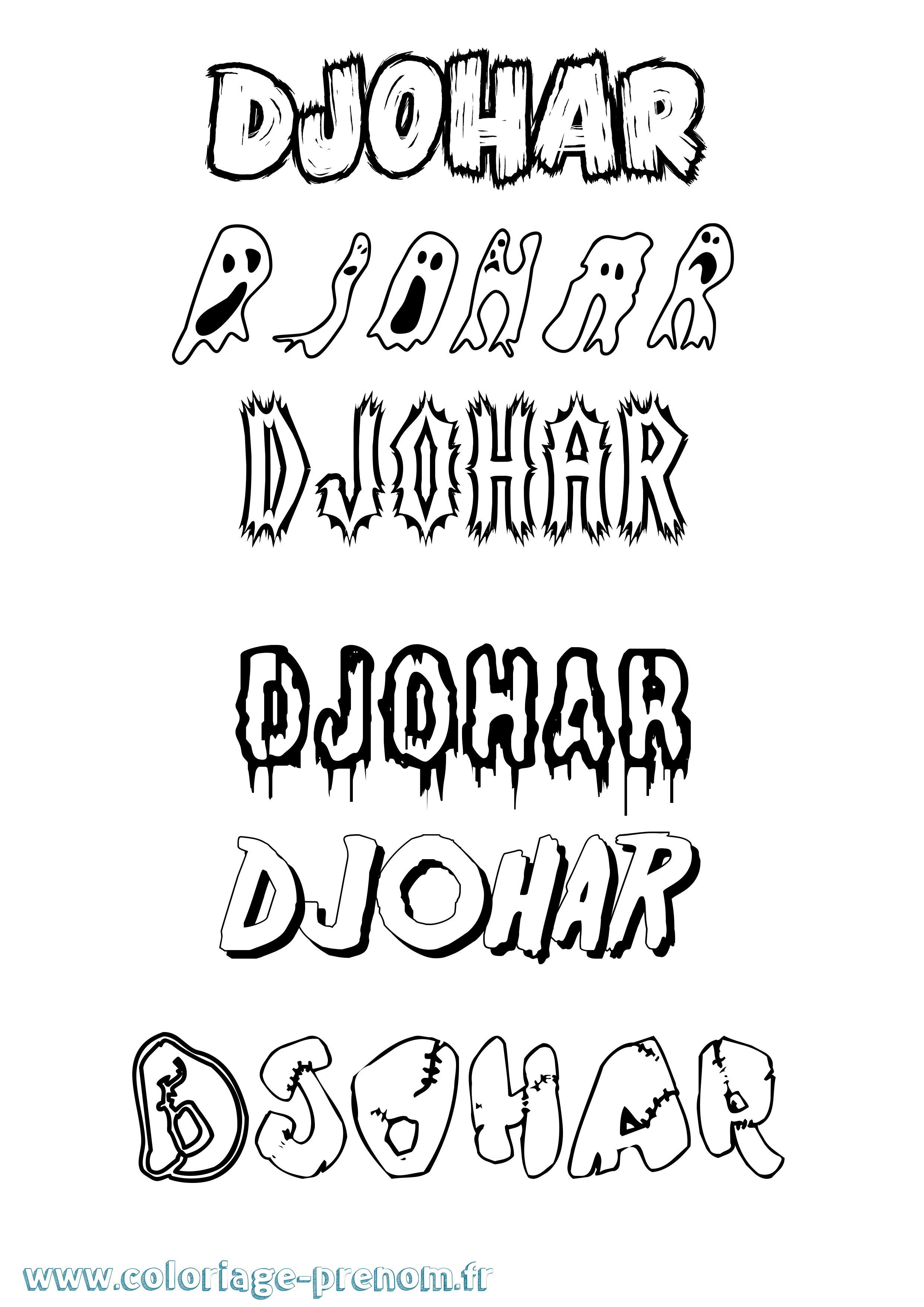 Coloriage Djohar Frisson Coloriage prénom Djohar Frisson