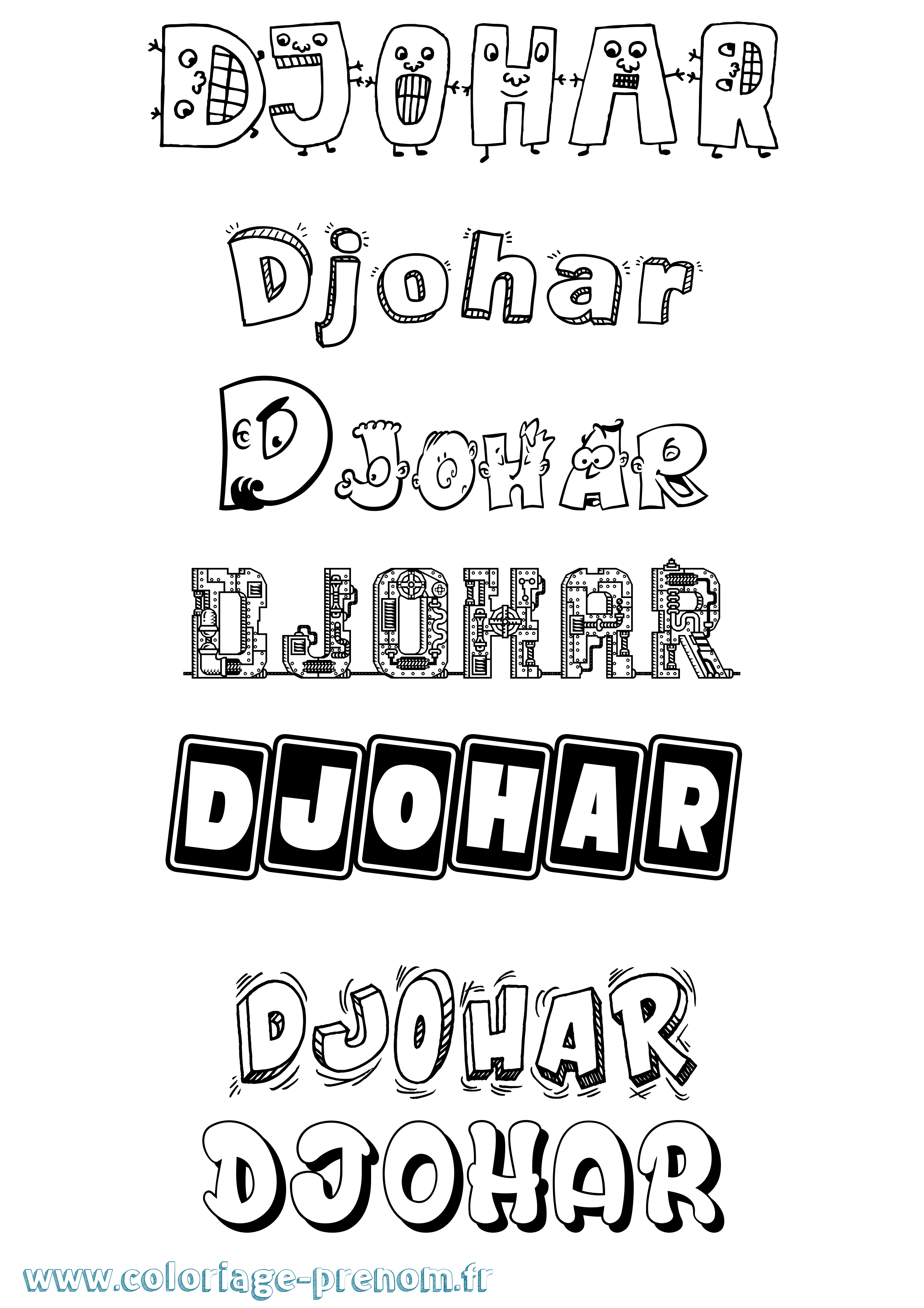 Coloriage Djohar Fun Coloriage prénom Djohar Fun