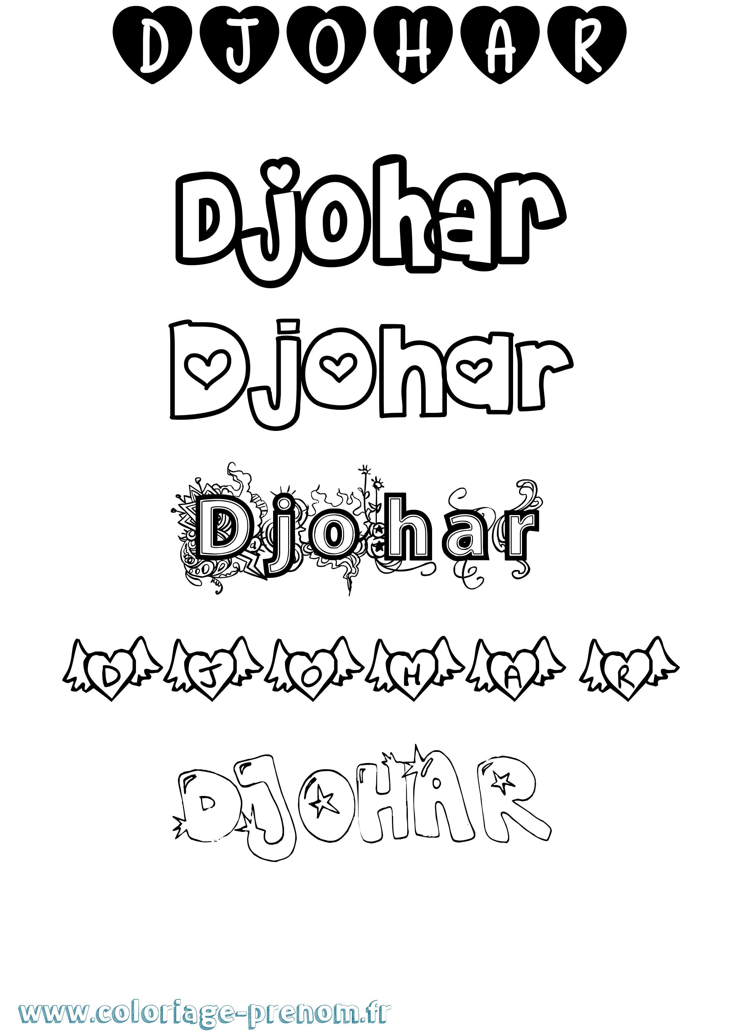 Coloriage Djohar Girly Coloriage prénom Djohar Girly