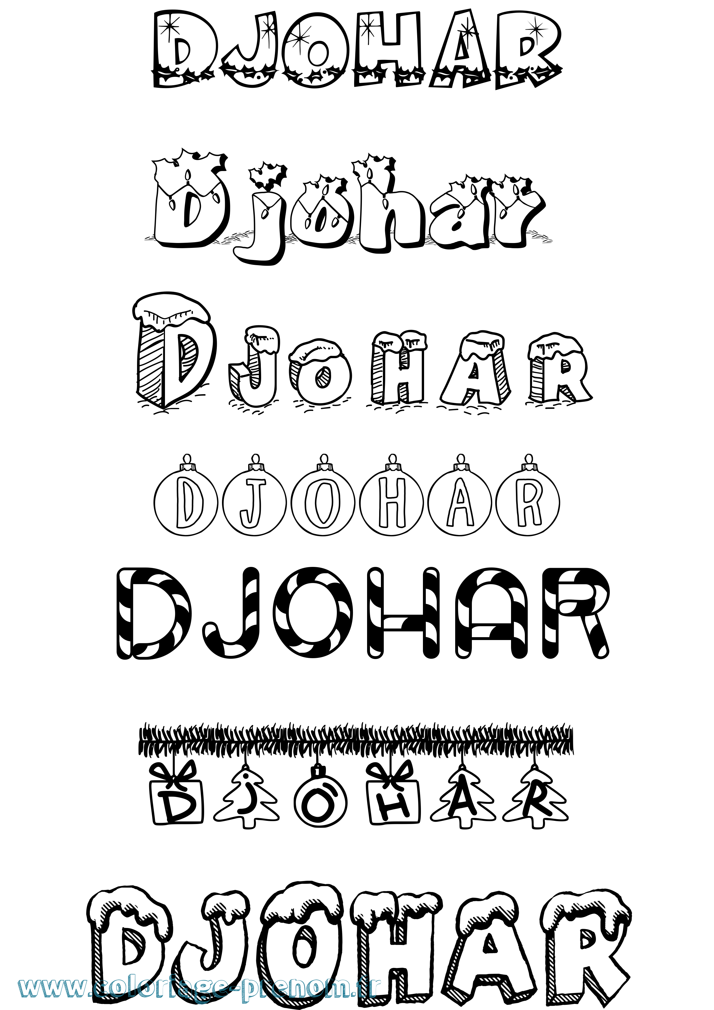 Coloriage Djohar Noël Coloriage prénom Djohar Noël
