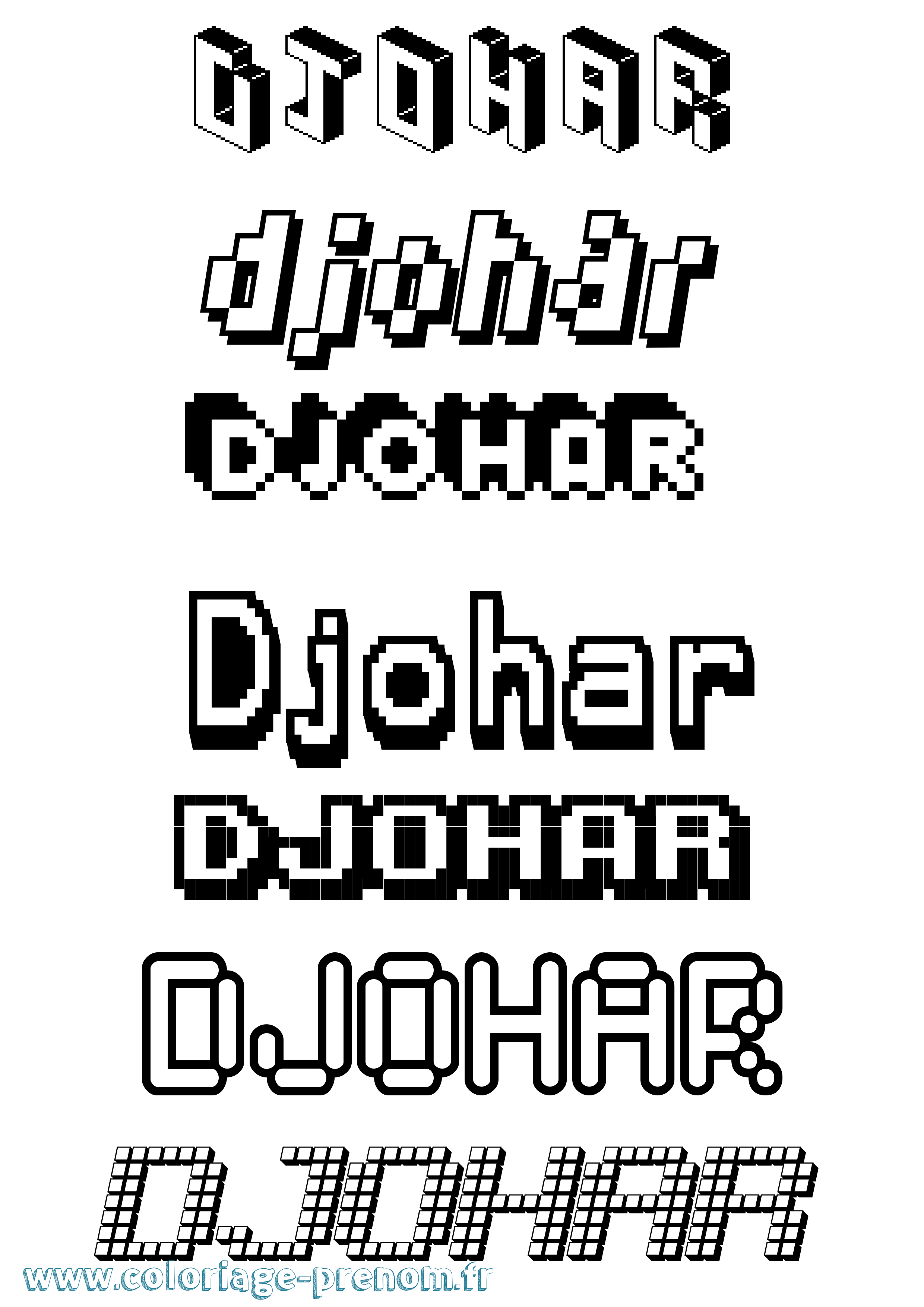 Coloriage Djohar Pixel Coloriage prénom Djohar Pixel