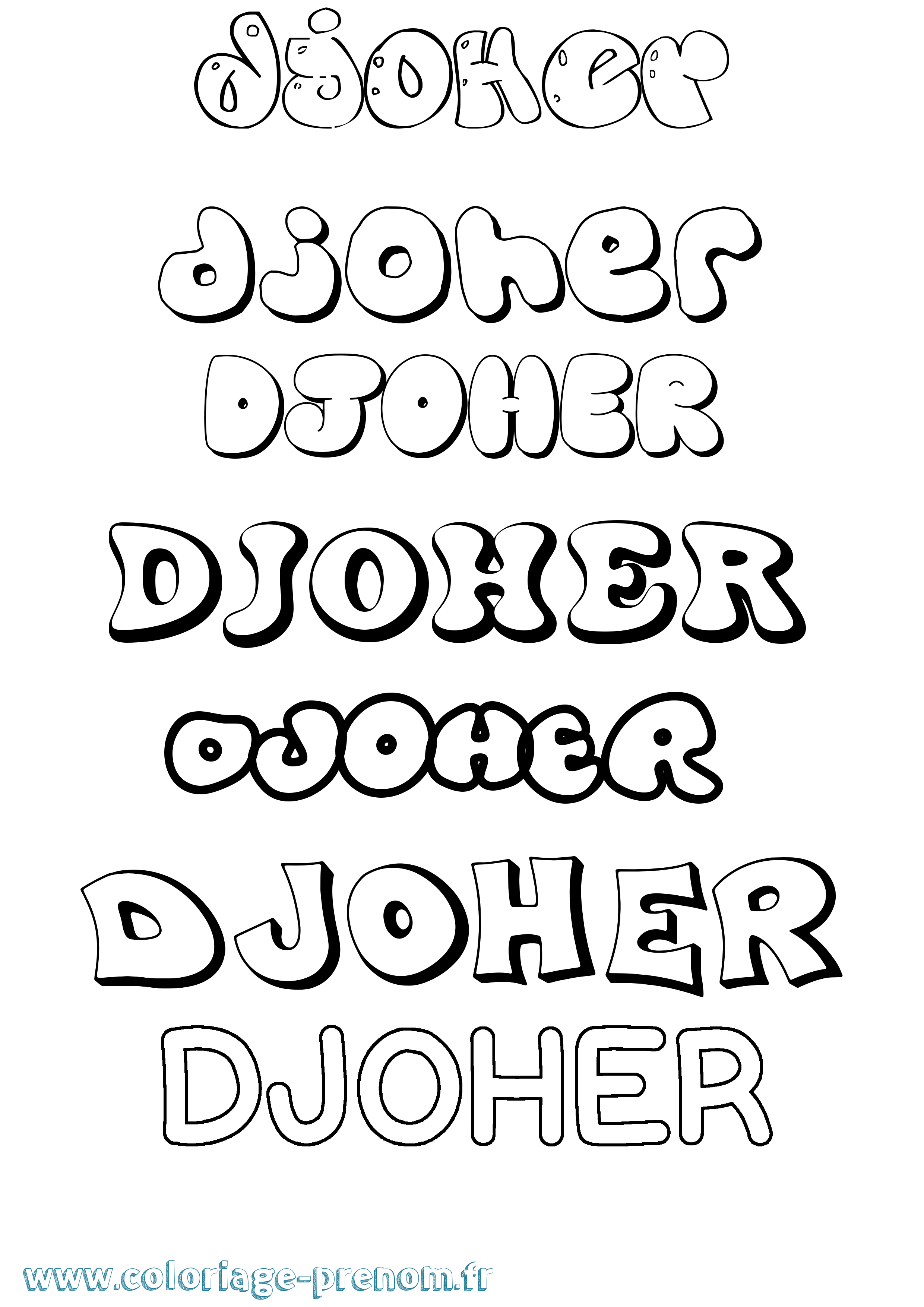Coloriage Djoher Bubble Coloriage prénom Djoher Bubble