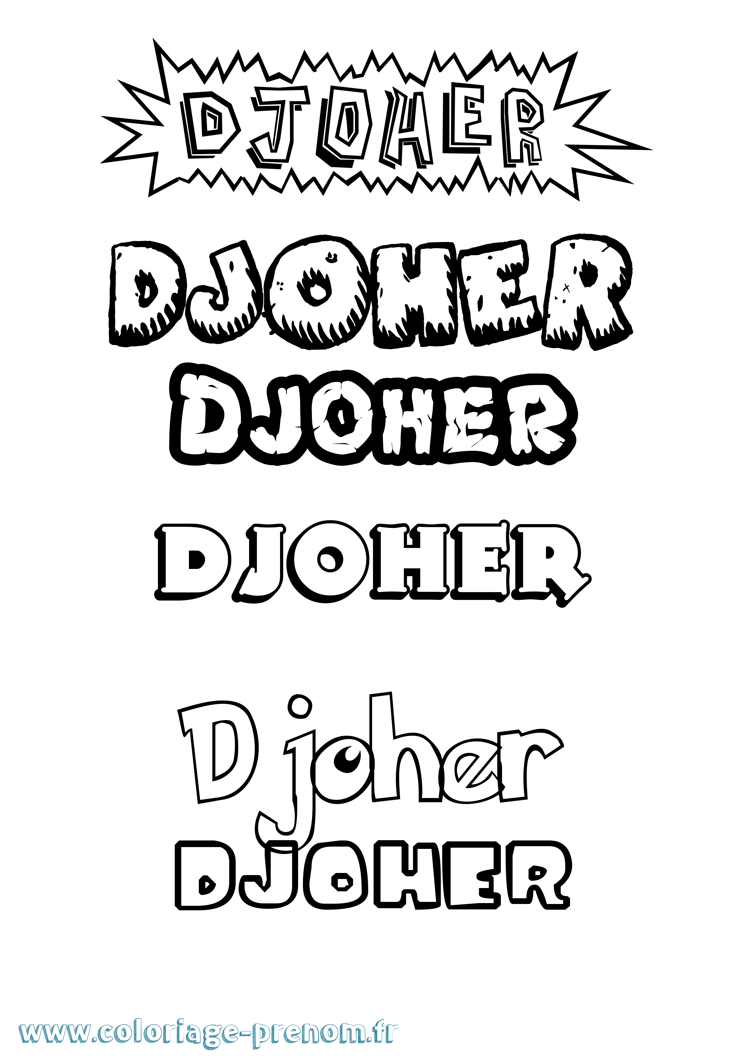 Coloriage Djoher Dessin Animé Coloriage prénom Djoher Dessin Animé