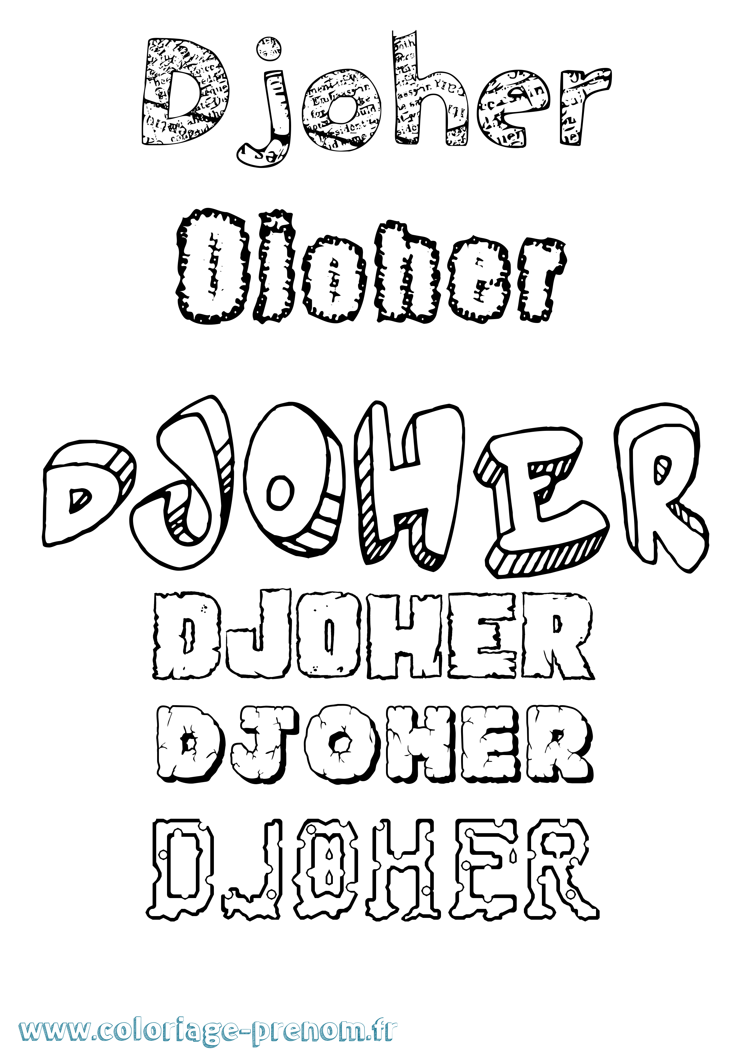 Coloriage Djoher Destructuré Coloriage prénom Djoher Destructuré