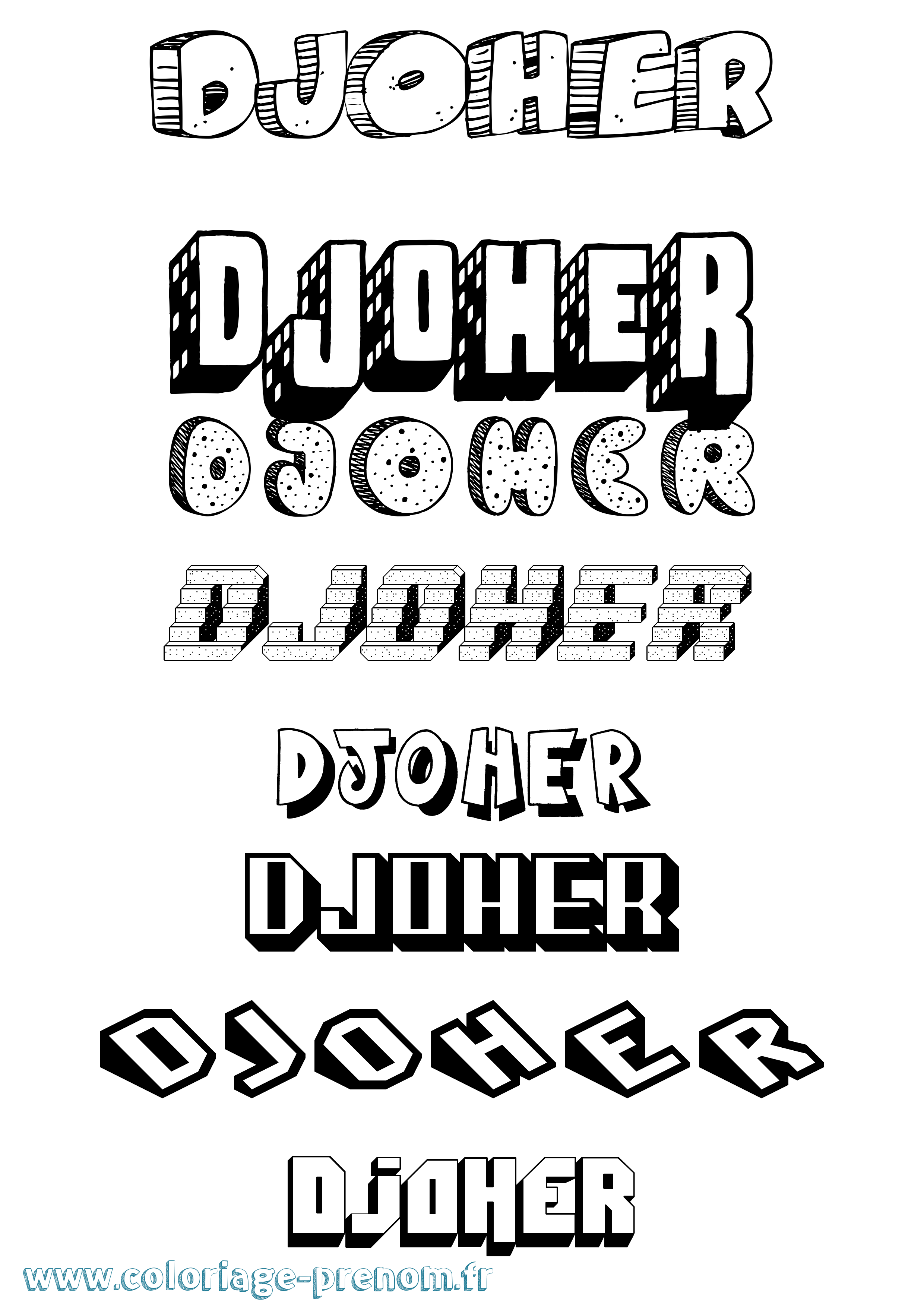 Coloriage Djoher Effet 3D Coloriage prénom Djoher Effet 3D