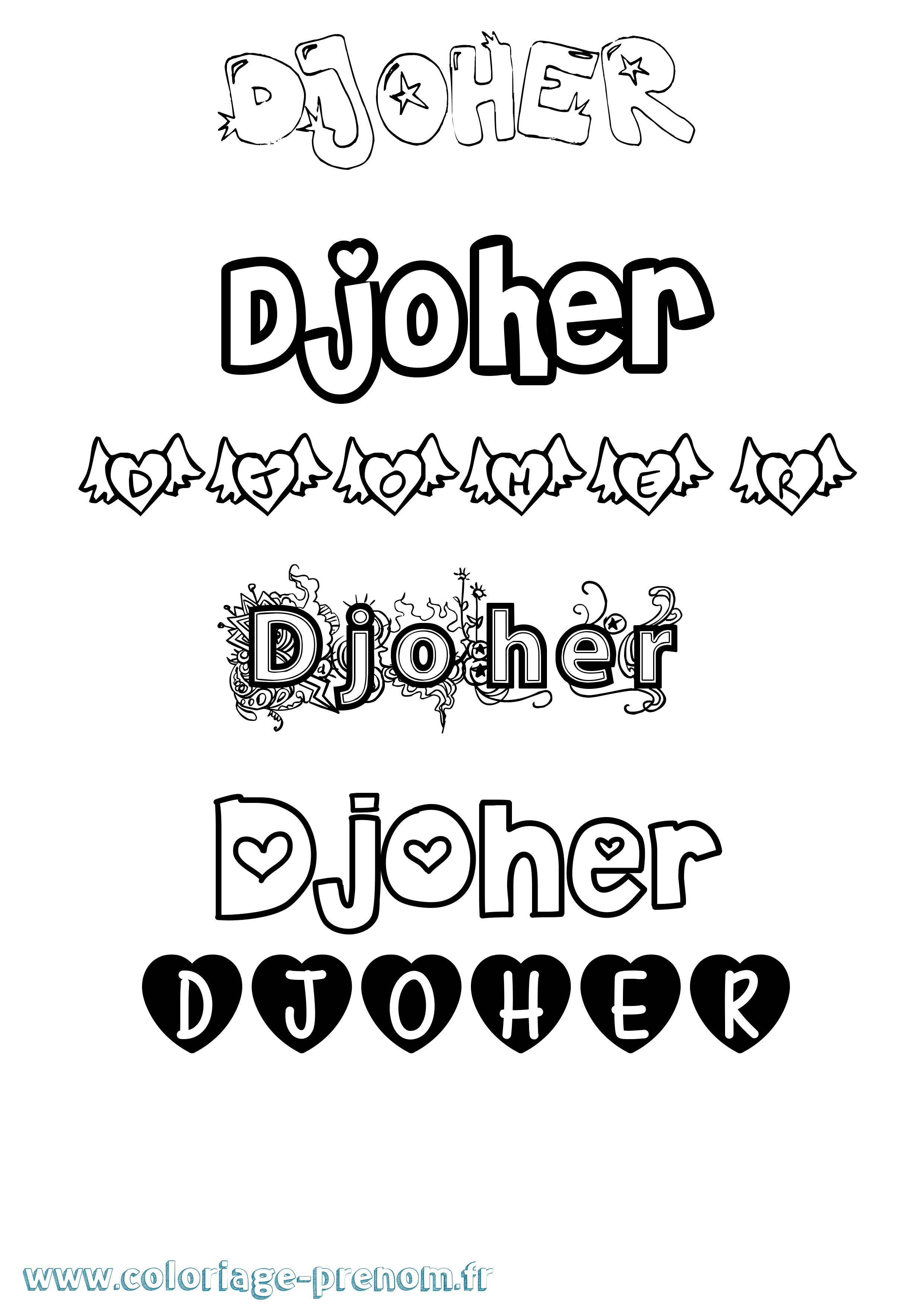 Coloriage Djoher Girly Coloriage prénom Djoher Girly