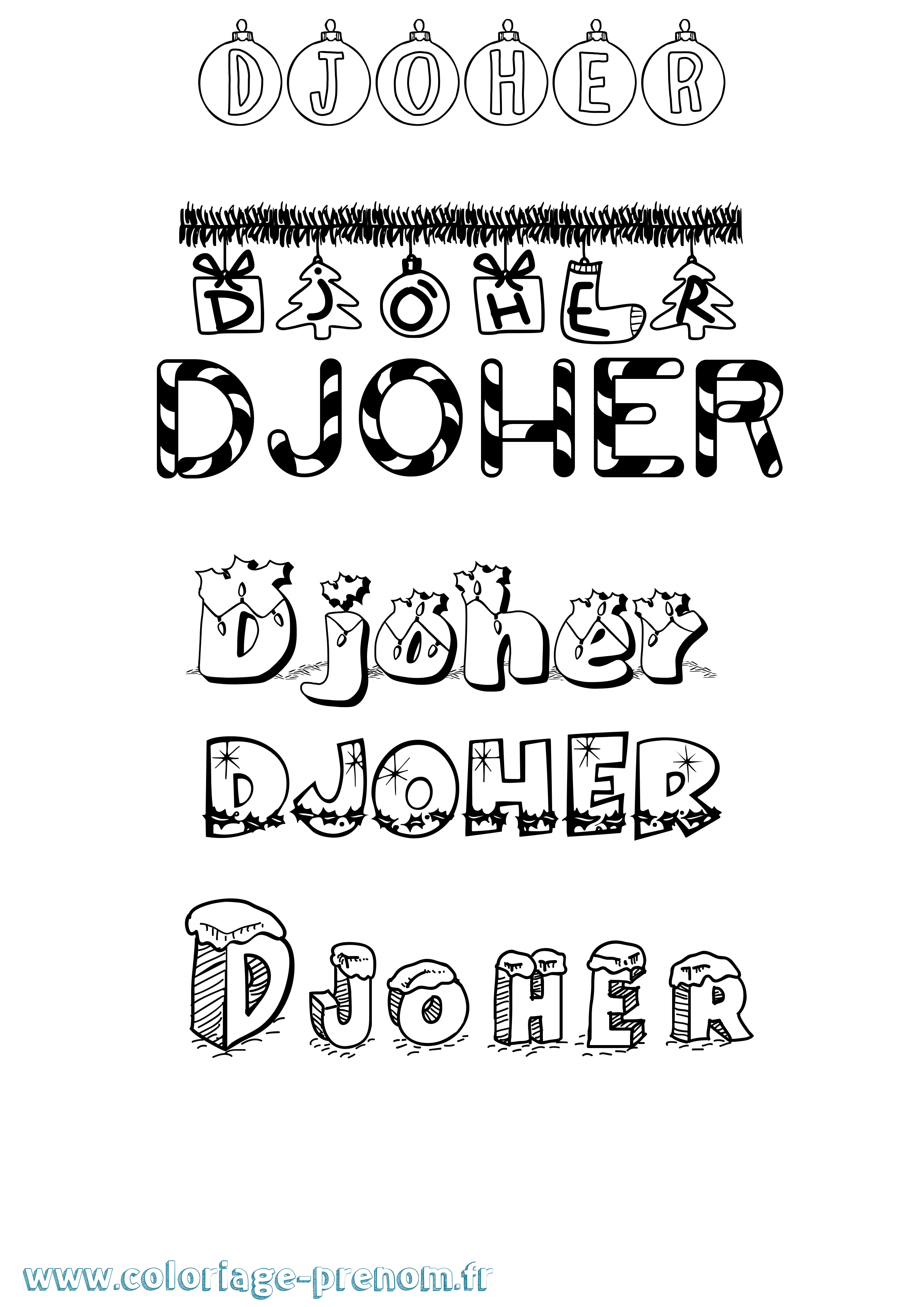 Coloriage Djoher Noël Coloriage prénom Djoher Noël
