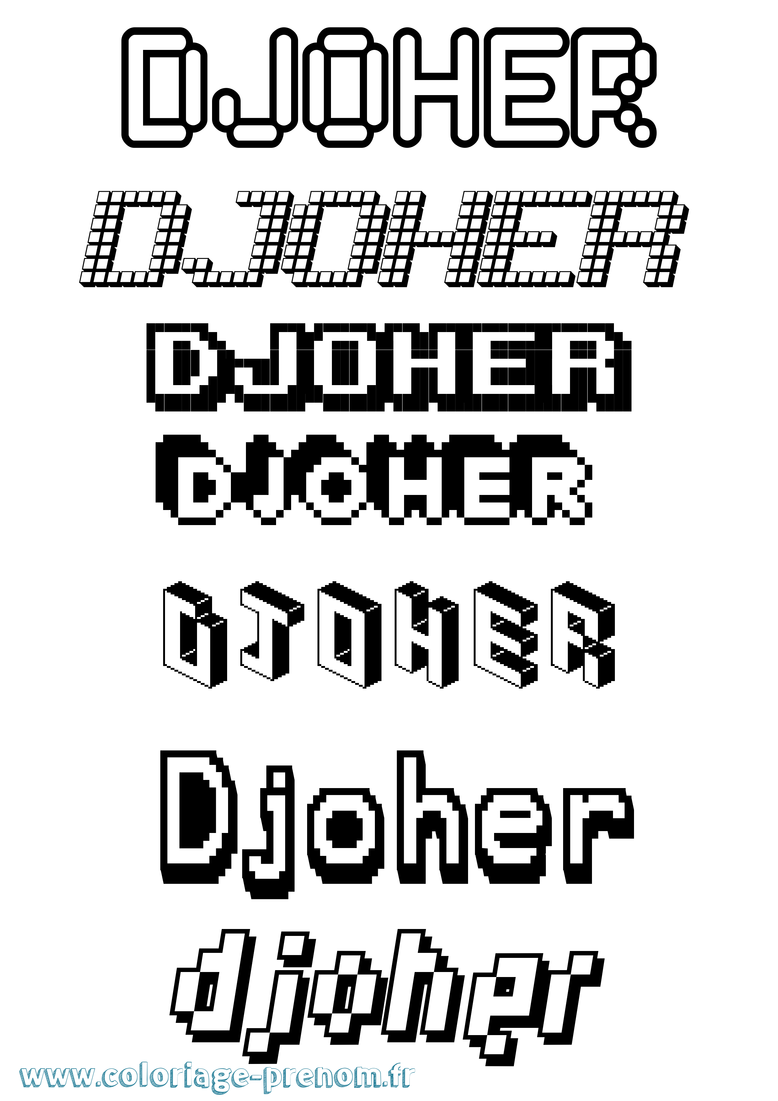 Coloriage Djoher Pixel Coloriage prénom Djoher Pixel