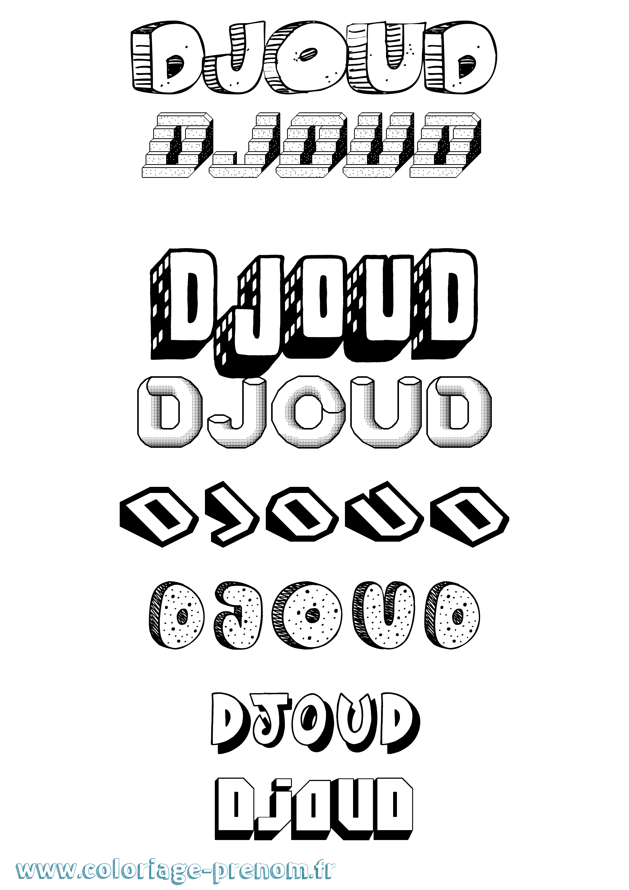 Coloriage Djoud Effet 3D Coloriage prénom Djoud Effet 3D
