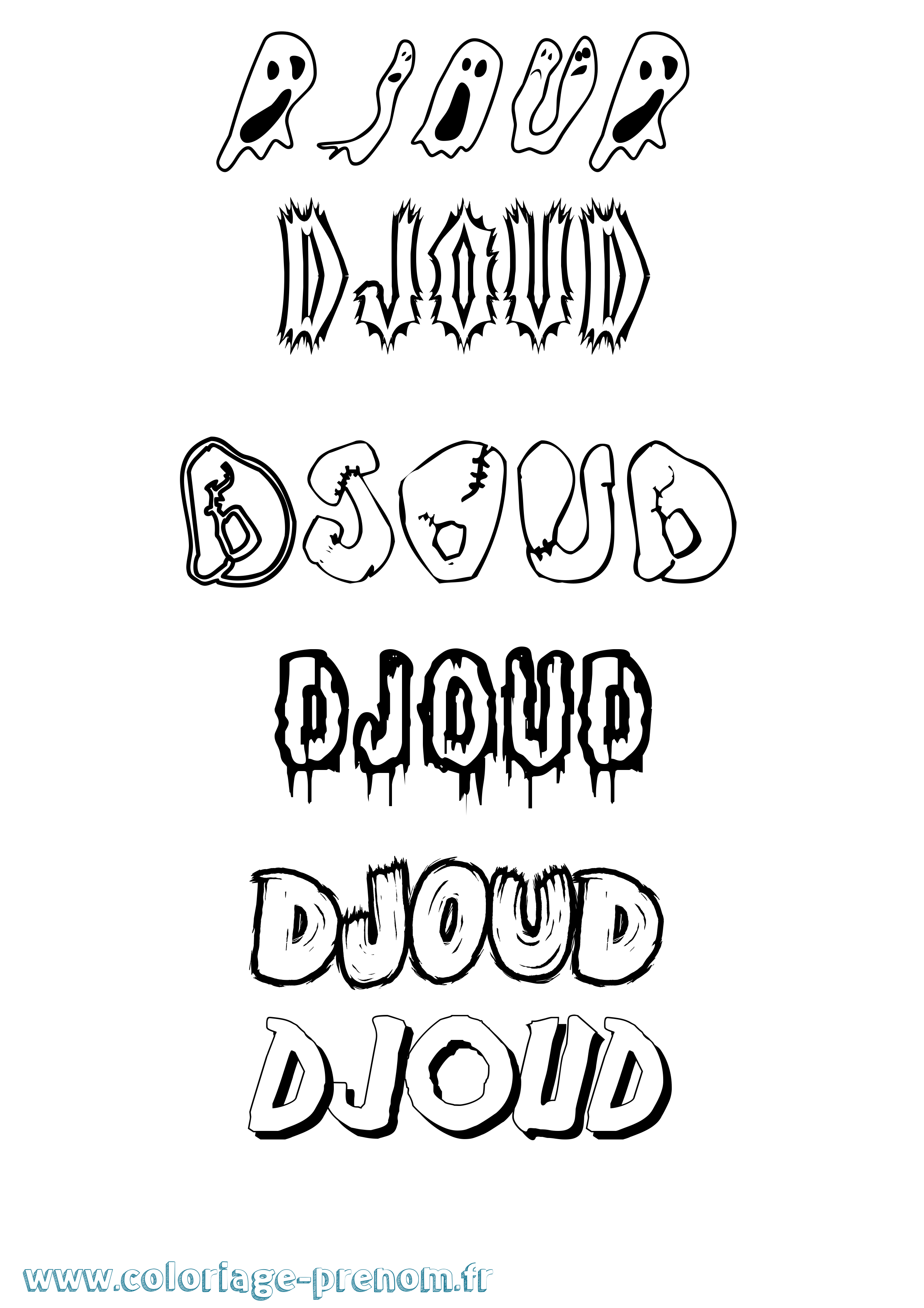 Coloriage Djoud Frisson Coloriage prénom Djoud Frisson