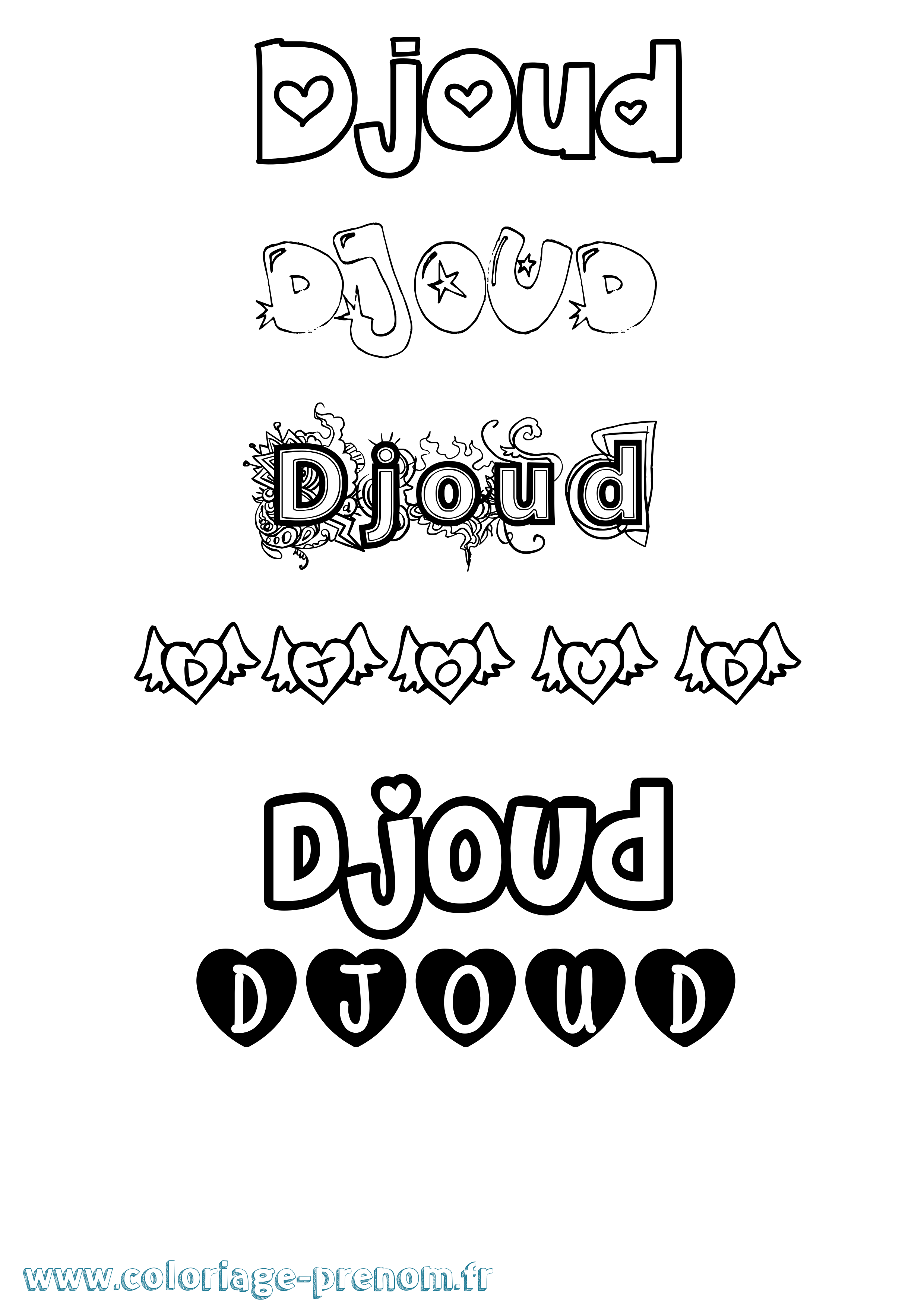 Coloriage Djoud Girly Coloriage prénom Djoud Girly