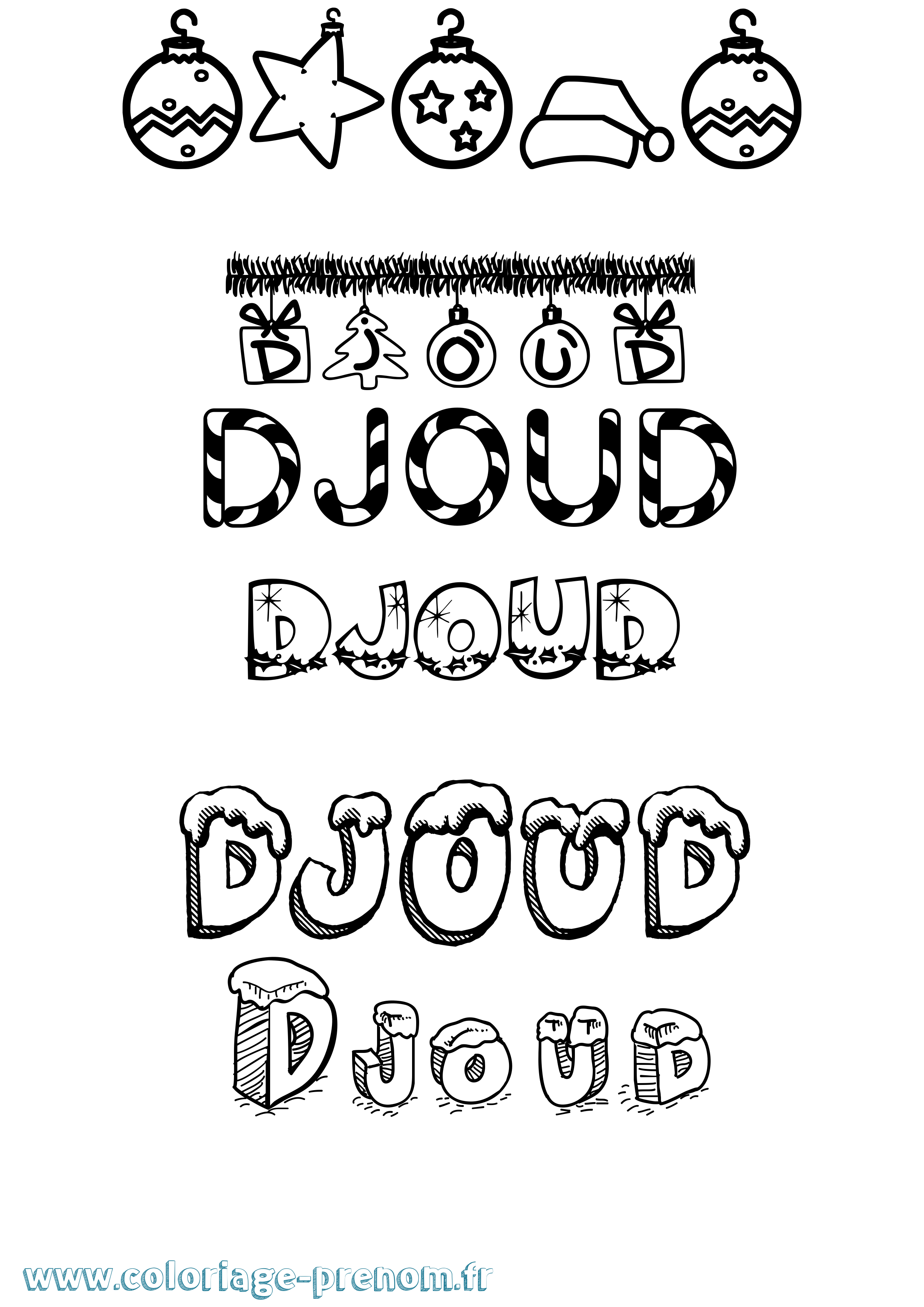 Coloriage Djoud Noël Coloriage prénom Djoud Noël