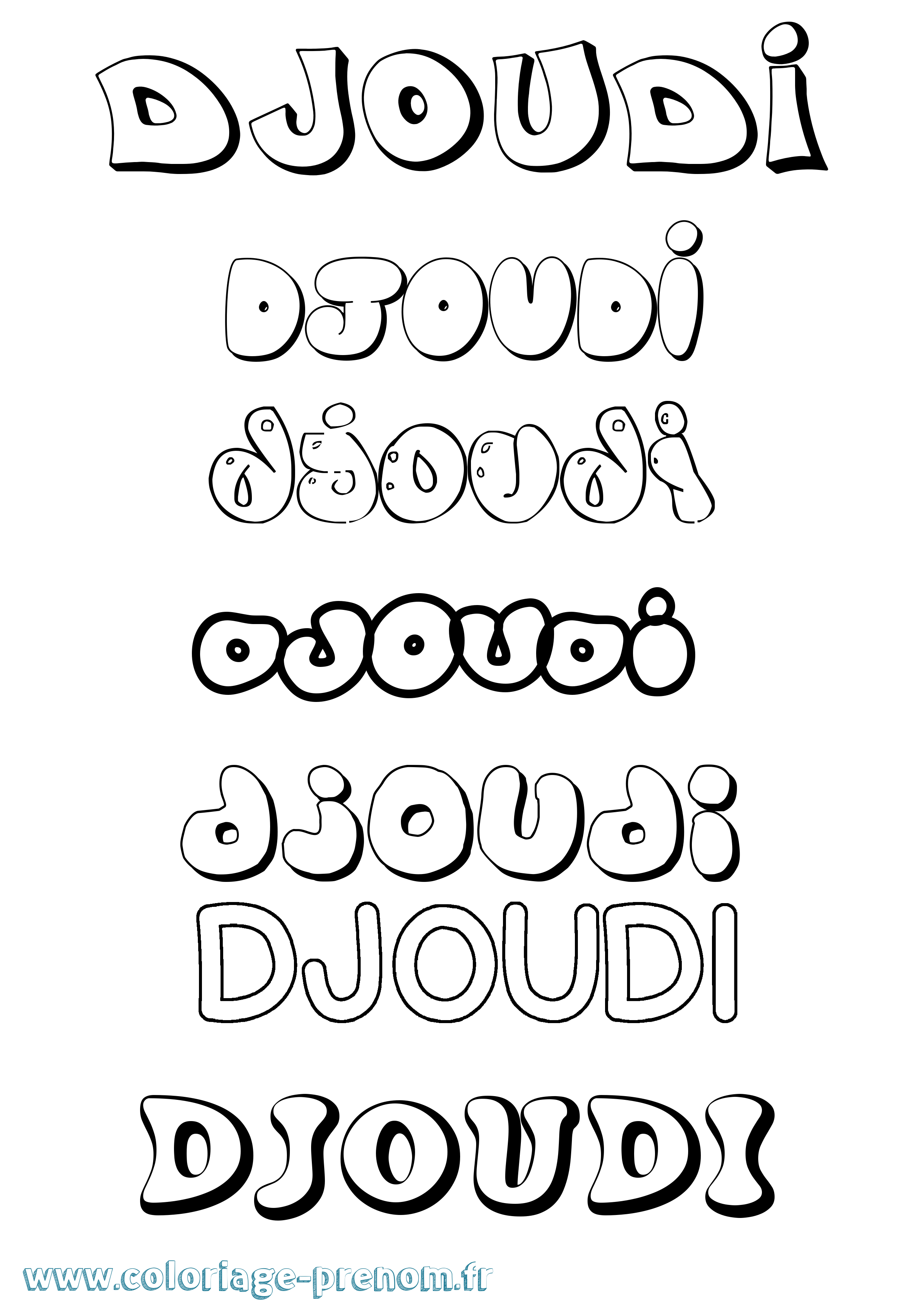 Coloriage Djoudi Bubble Coloriage prénom Djoudi Bubble