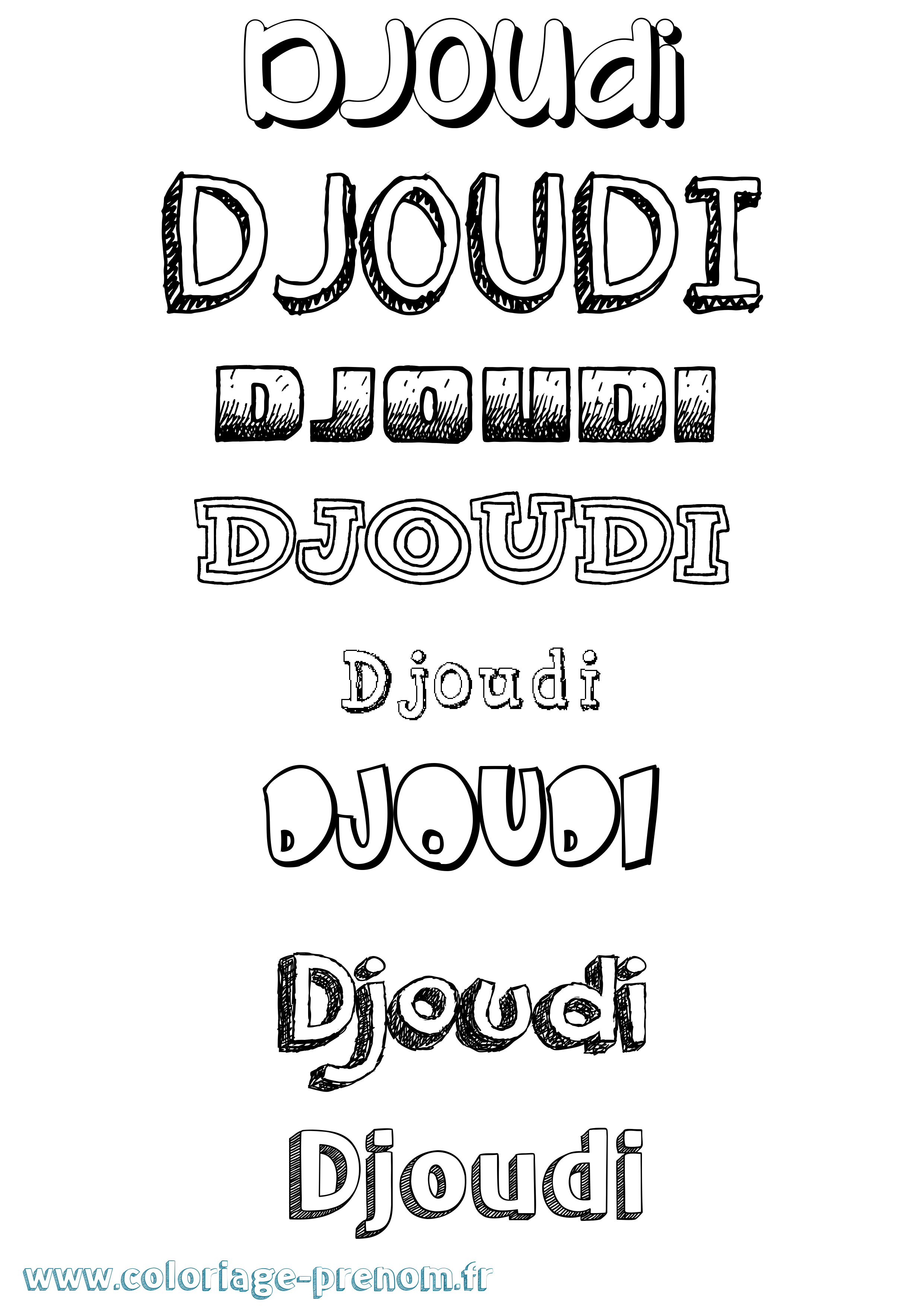 Coloriage Djoudi Dessiné Coloriage prénom Djoudi Dessiné