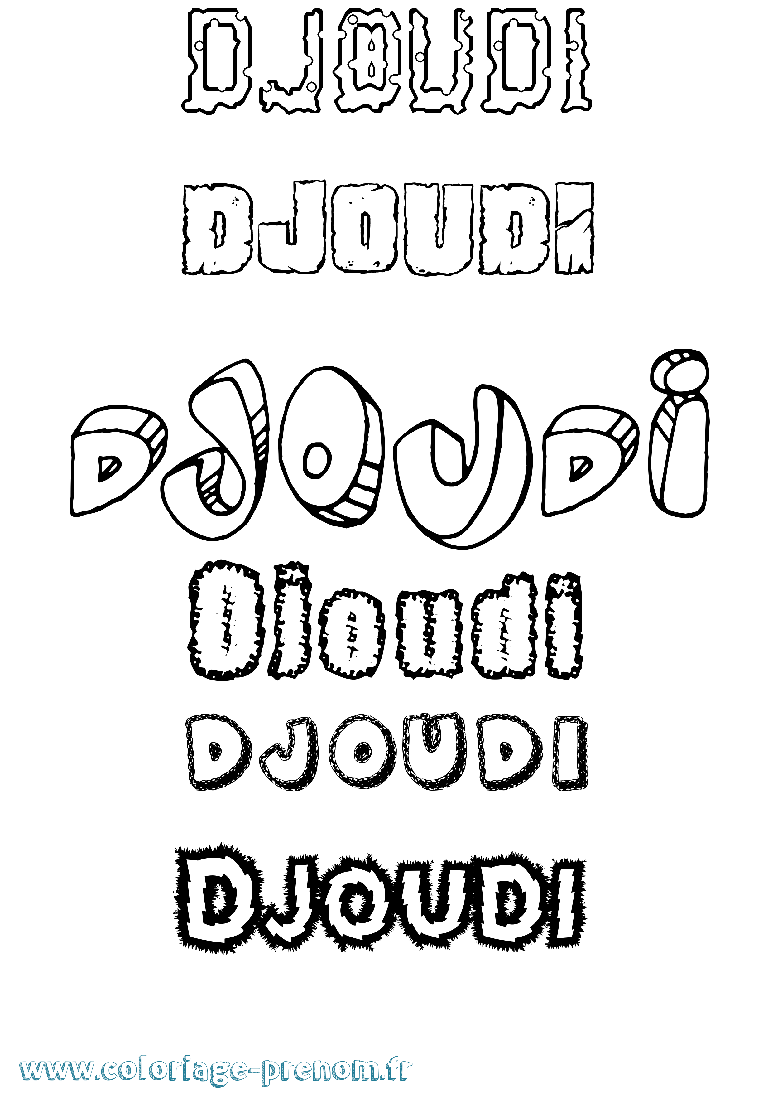 Coloriage Djoudi Destructuré Coloriage prénom Djoudi Destructuré